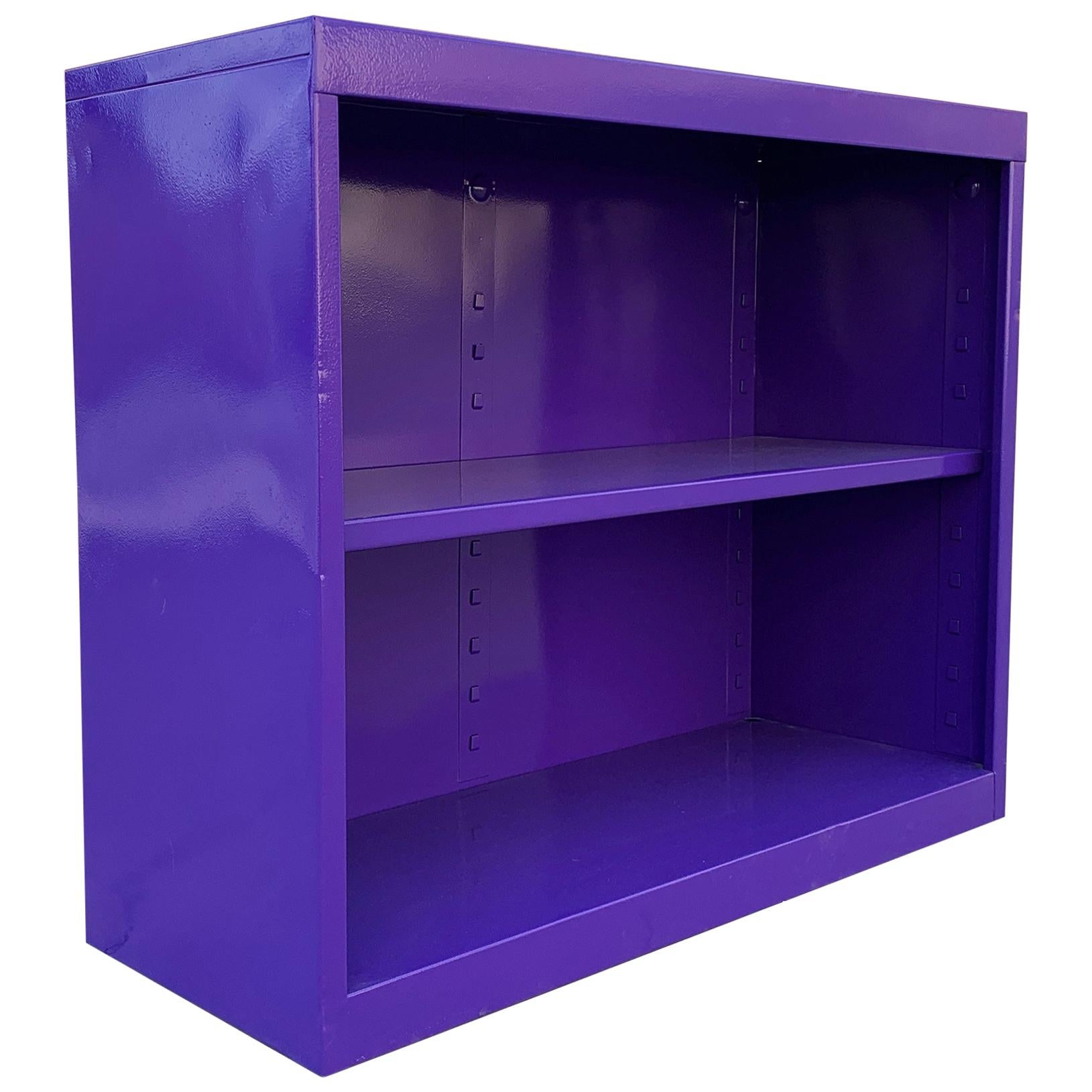 Midcentury Steel Tanker Office Bookcase, Refinished in Purple For Sale