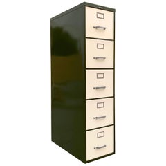 Vintage Midcentury Steelcase File Cabinet, Refinished in Pearl and Army Green