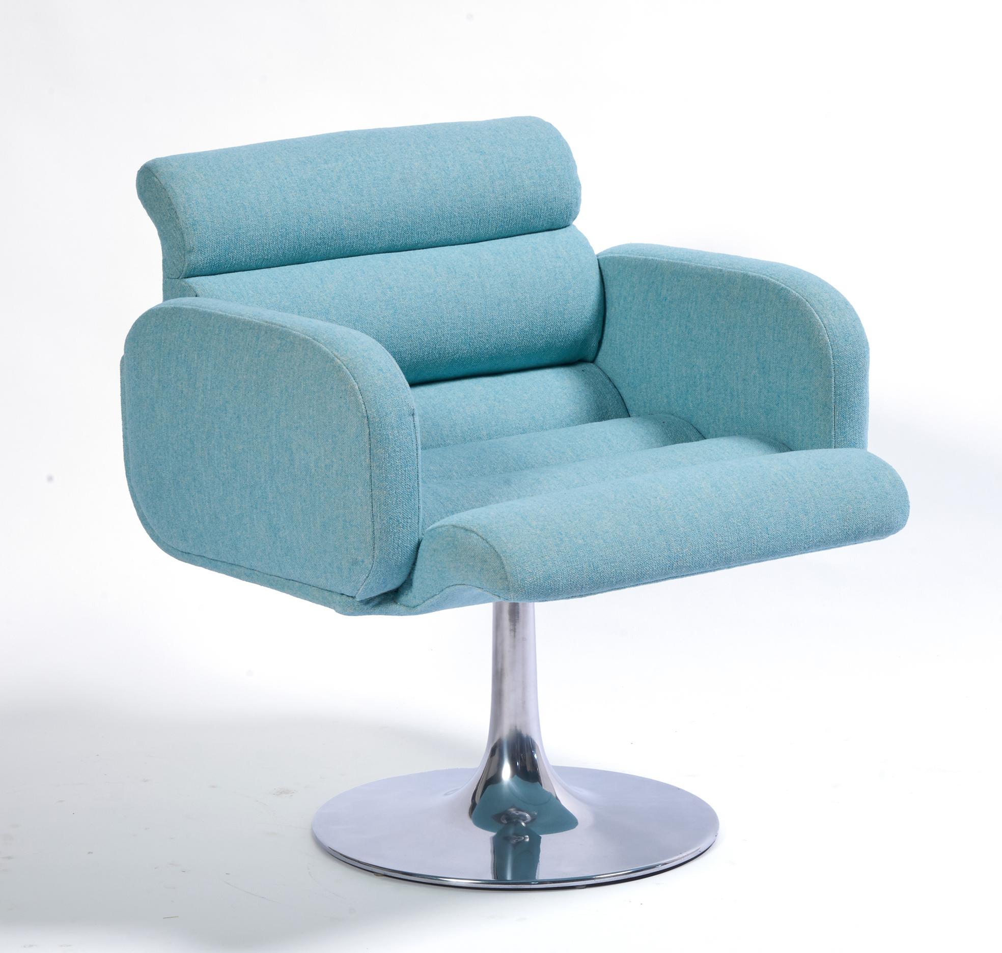 Moderno Sedie girevoli Stendig di metà secolo su basi a tulipano, in tessuto e cromo, una coppia in vendita