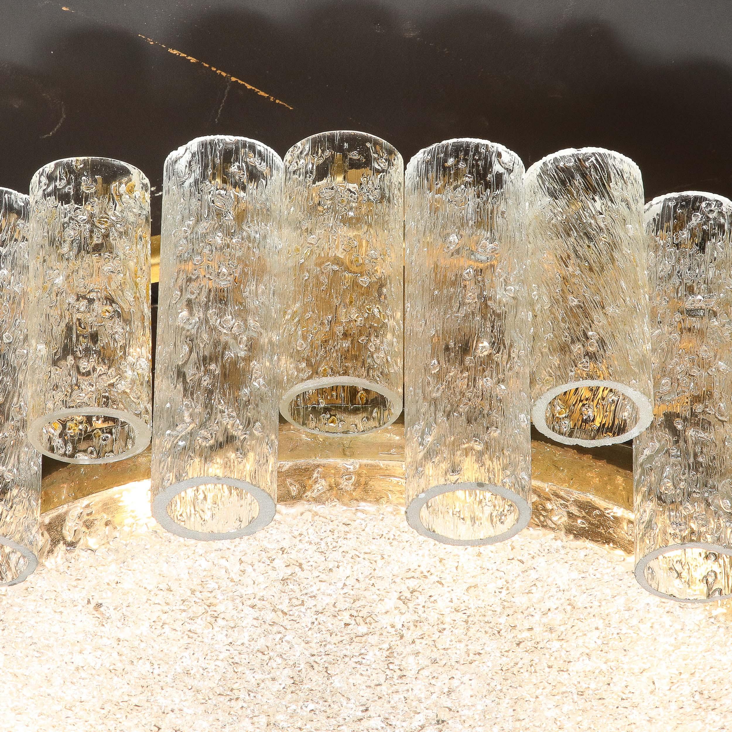 Mid-Century Stepped Cylindrical Glass & Brass Flush Mount by Doria Leuchten 4