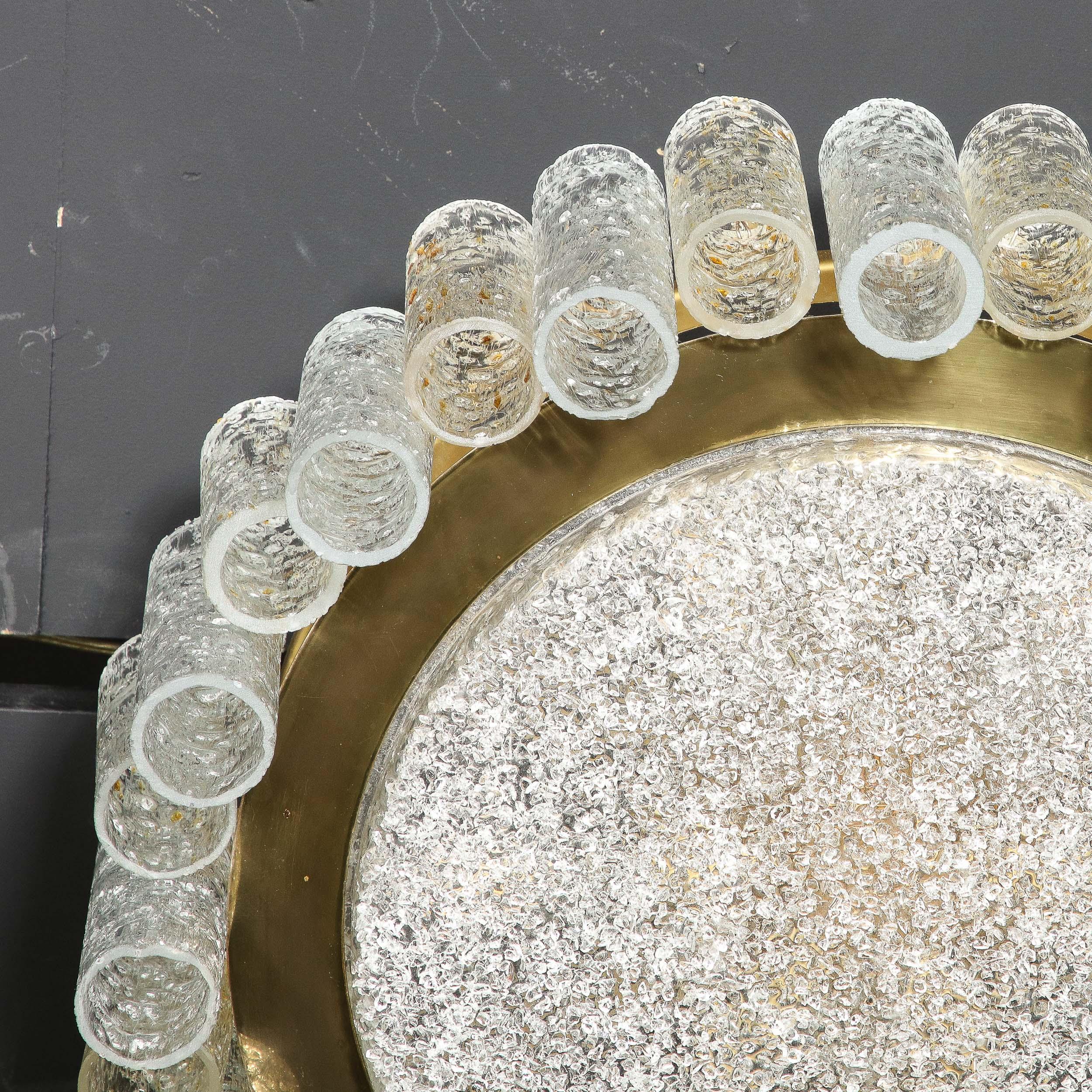 Mid-Century Stepped Cylindrical Glass & Brass Flush Mount by Doria Leuchten 11