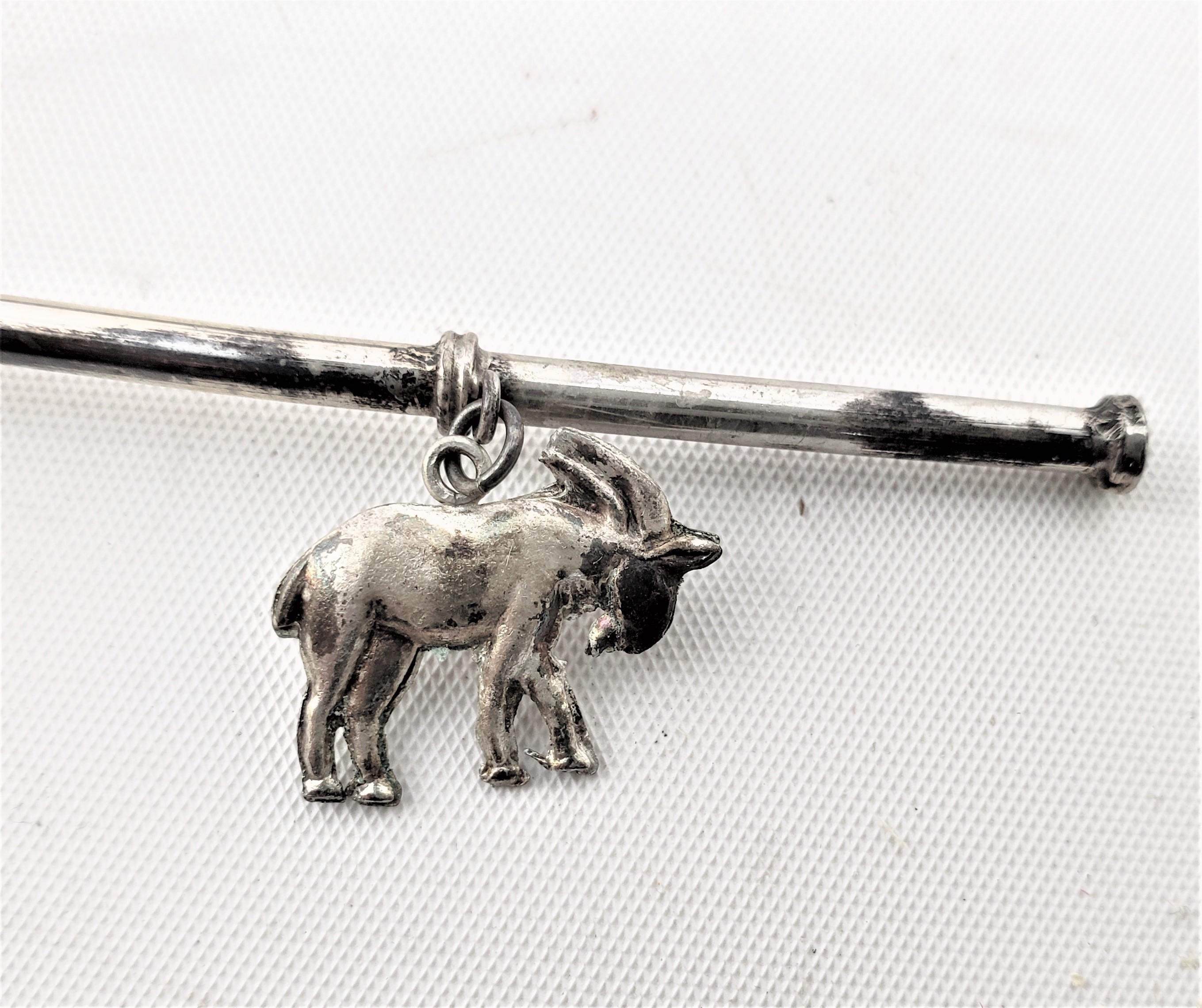 Mid-Century Modern Mid-Century Sterling & .900 Silver Sipping Straw Cocktail Spoon Set with Animals For Sale