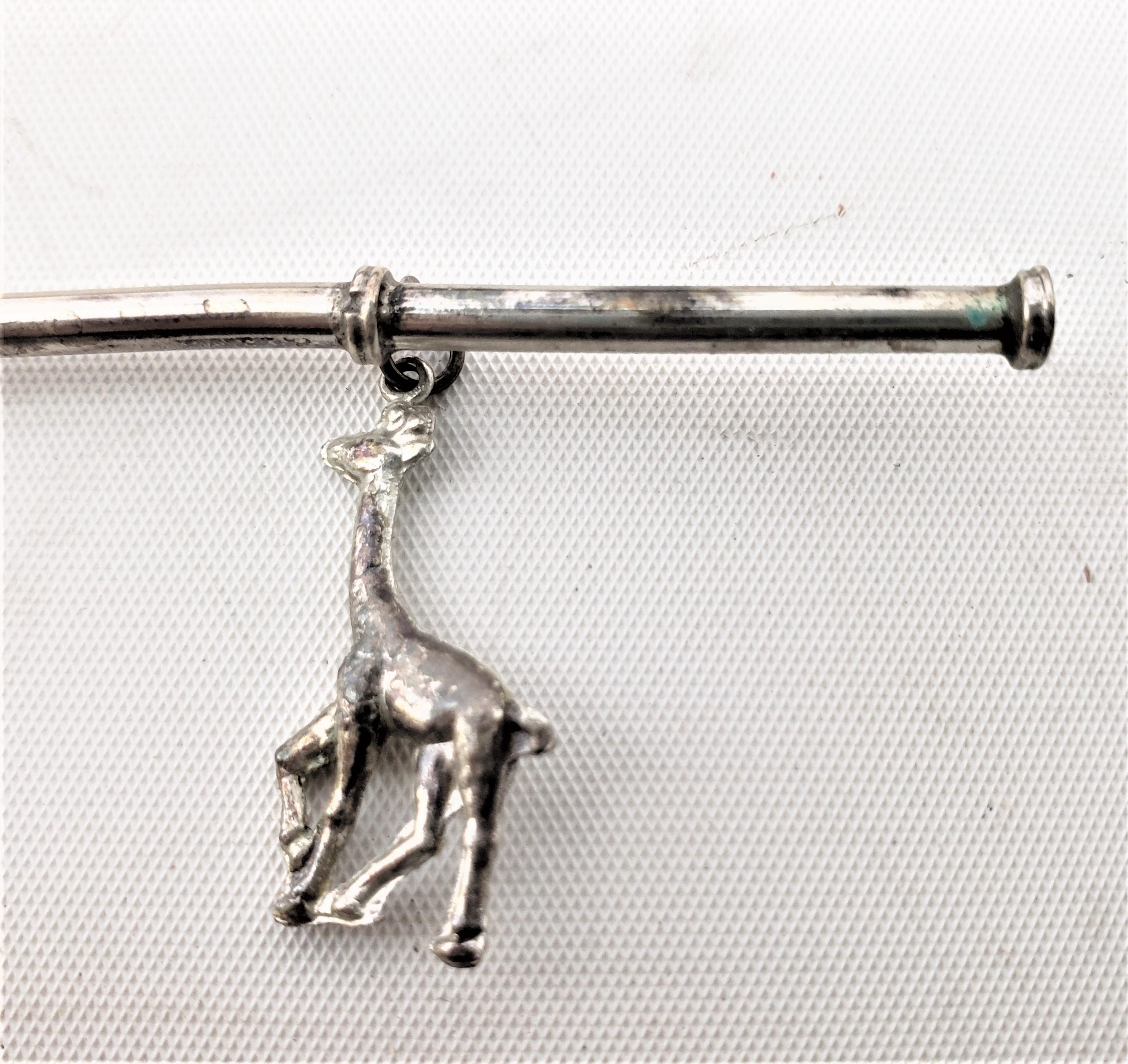 Machine-Made Mid-Century Sterling & .900 Silver Sipping Straw Cocktail Spoon Set with Animals For Sale