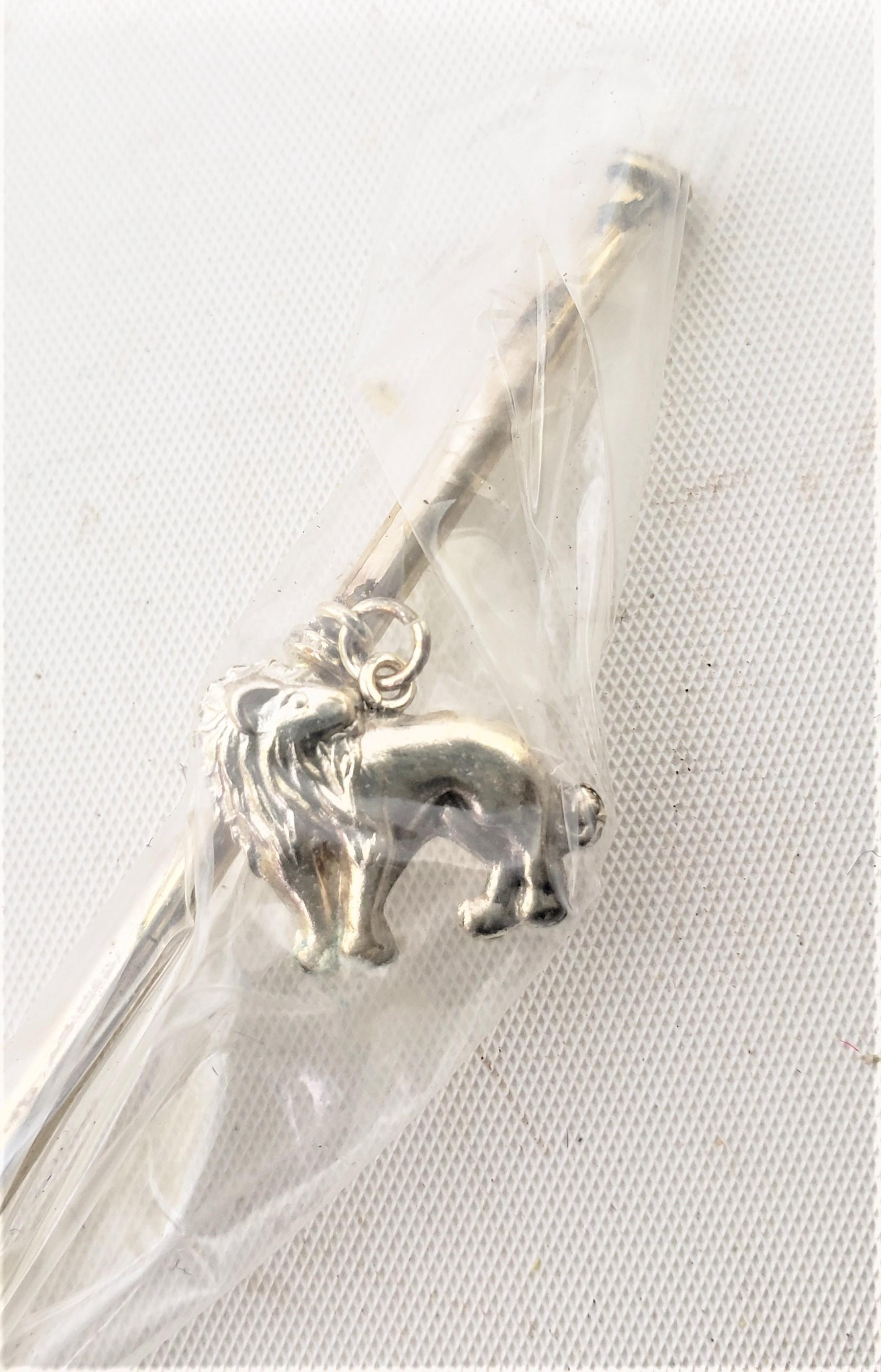 20th Century Mid-Century Sterling & .900 Silver Sipping Straw Cocktail Spoon Set with Animals For Sale