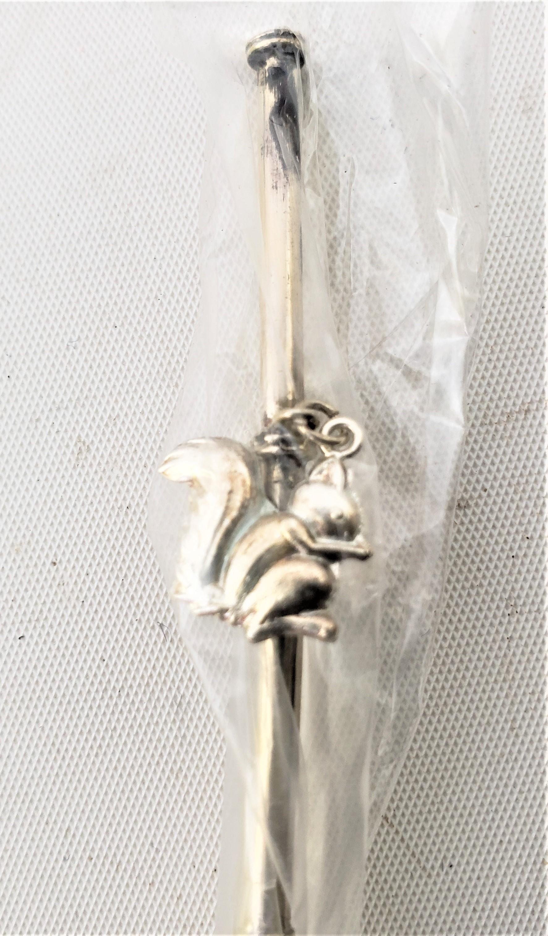 Mid-Century Sterling & .900 Silver Sipping Straw Cocktail Spoon Set with Animals For Sale 1