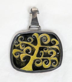 Mid Century Sterling Figural Enamel Pendant