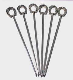 Midcentury Sterling Horseshoe Cocktail Sticks