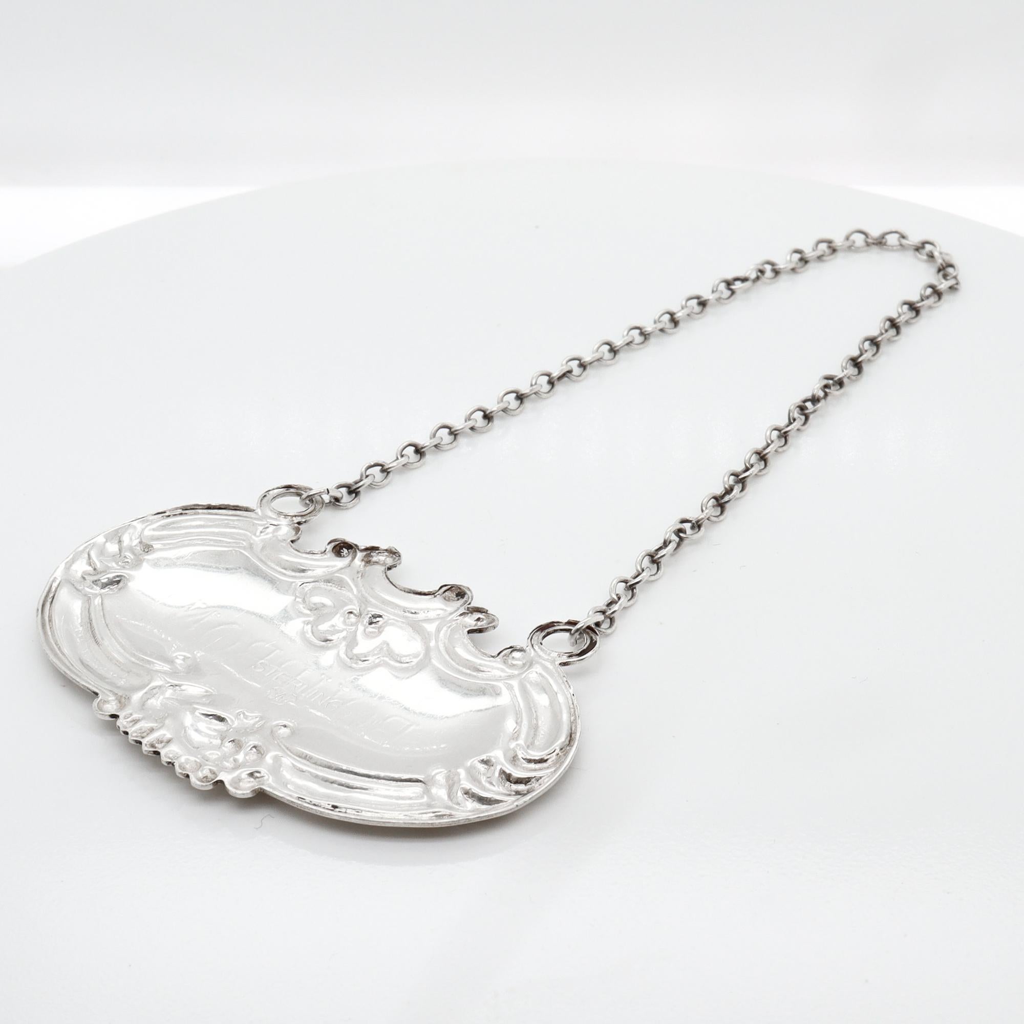 Mid-Century Sterling Silver Bourbon Whiskey Decanter / Liquor Label en vente 4