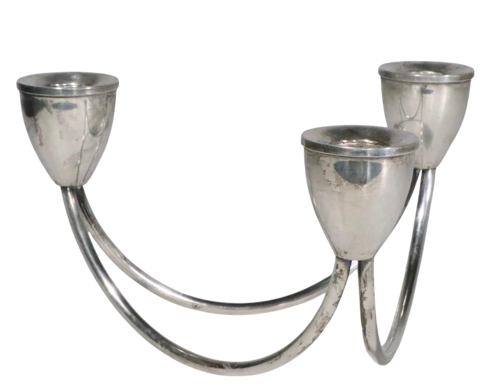 Hollywood Regency Candelabro in argento di metà secolo di Maurice Duchin in vendita