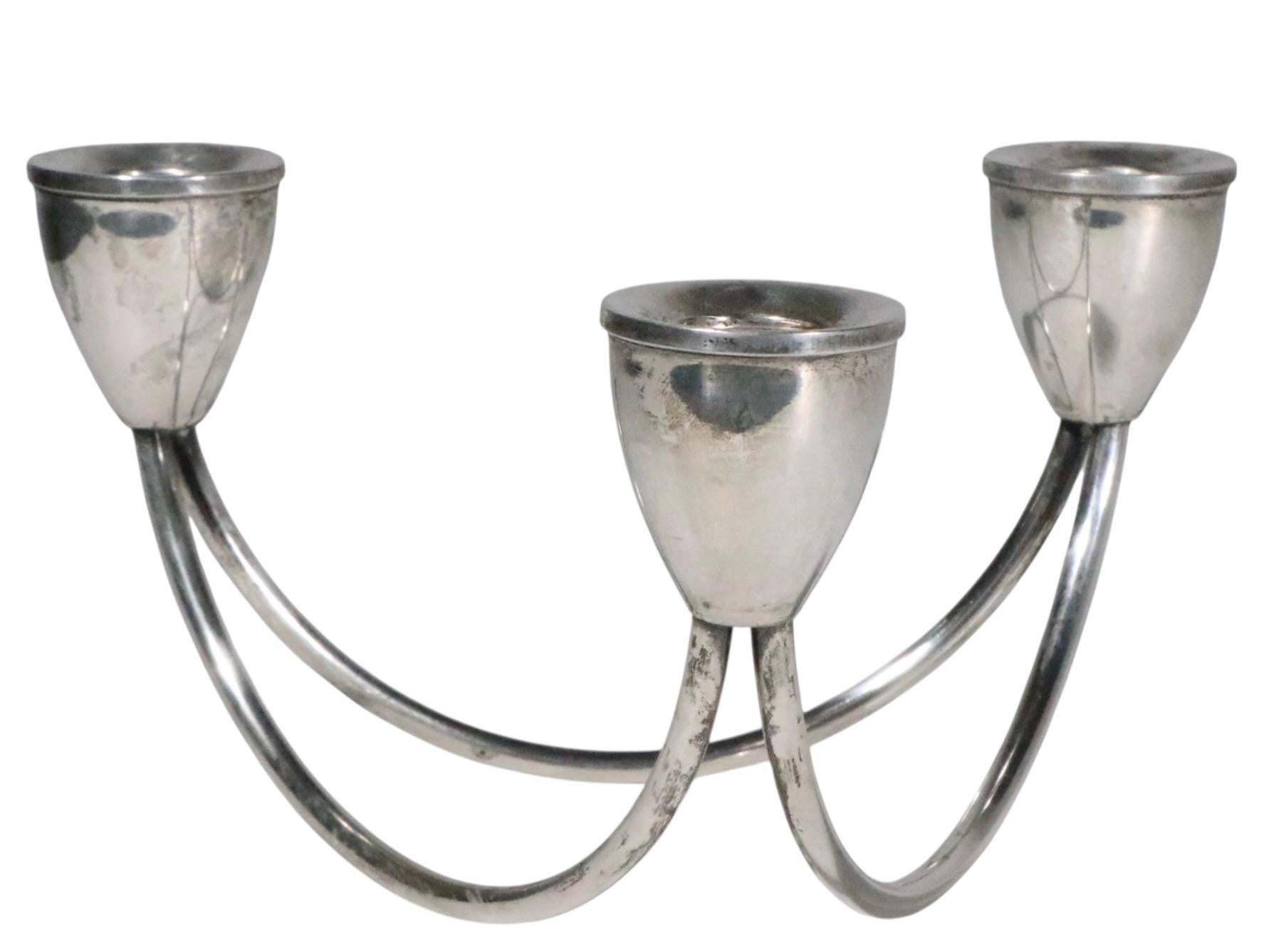 Americano Candelabro in argento di metà secolo di Maurice Duchin in vendita