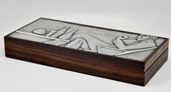 Mid Century Sterling Silver Cigarette Box with Man Smoking a Pipe Ottaviani 1960