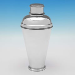 Cocktail-Set, Barzubehör, Cocktailshaker und Gläser aus Sterlingsilber, Mid-Century