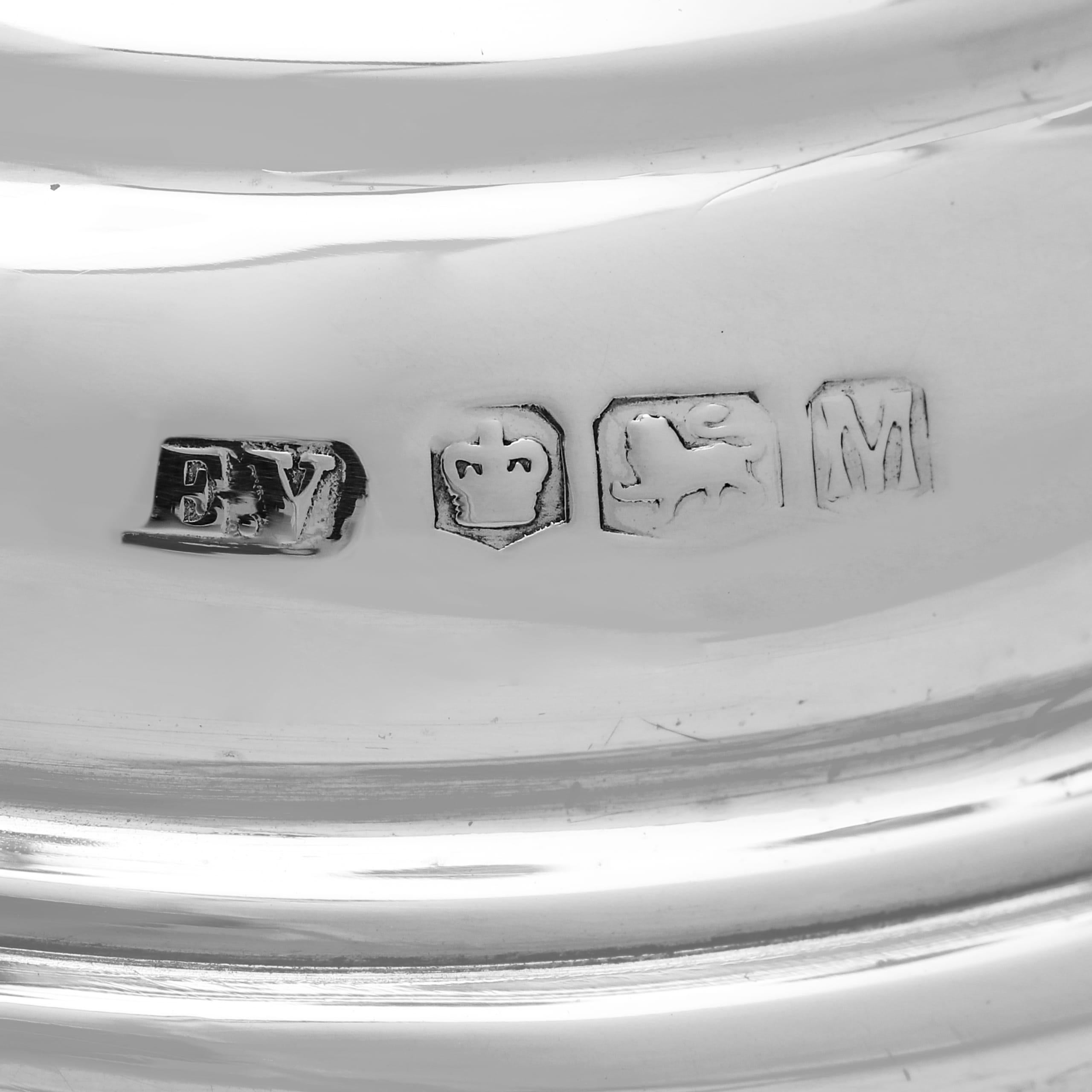English Mid Century sterling silver Hanukkiah or Menorah - Made in 1954 by Viners Ltd. For Sale