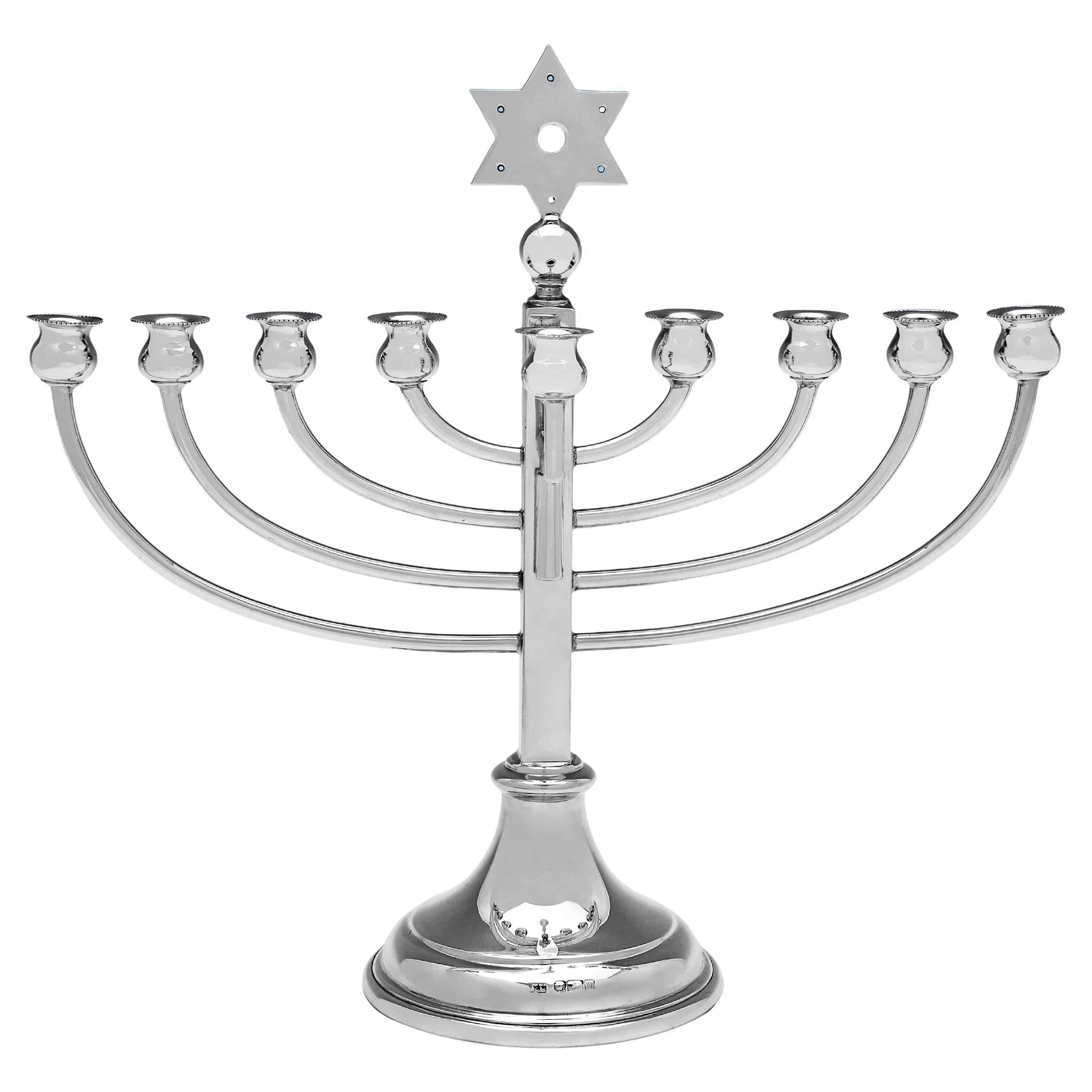 Mid Century sterling silver Hanukkiah or Menorah - Made in 1954 by Viners Ltd.