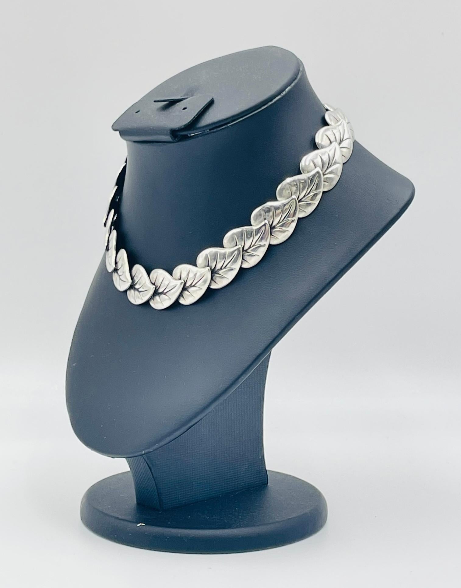 Messicano Collana di foglie in argento di metà secolo di Antonio Castillo per Los Castillo in vendita