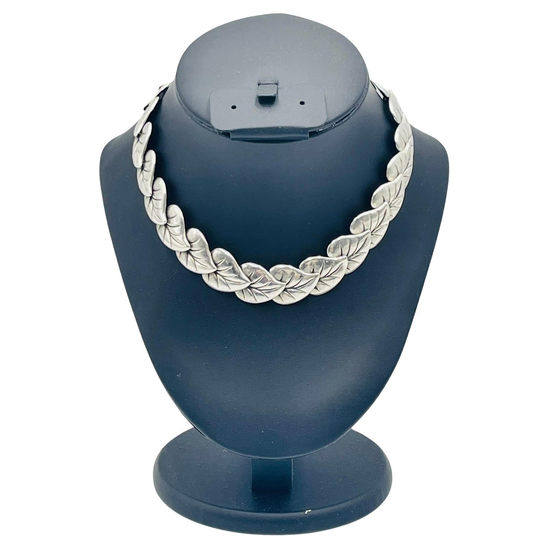 Mid-Century Sterling Silver Leaf Necklace by Antonio Castillo for Los Castillo