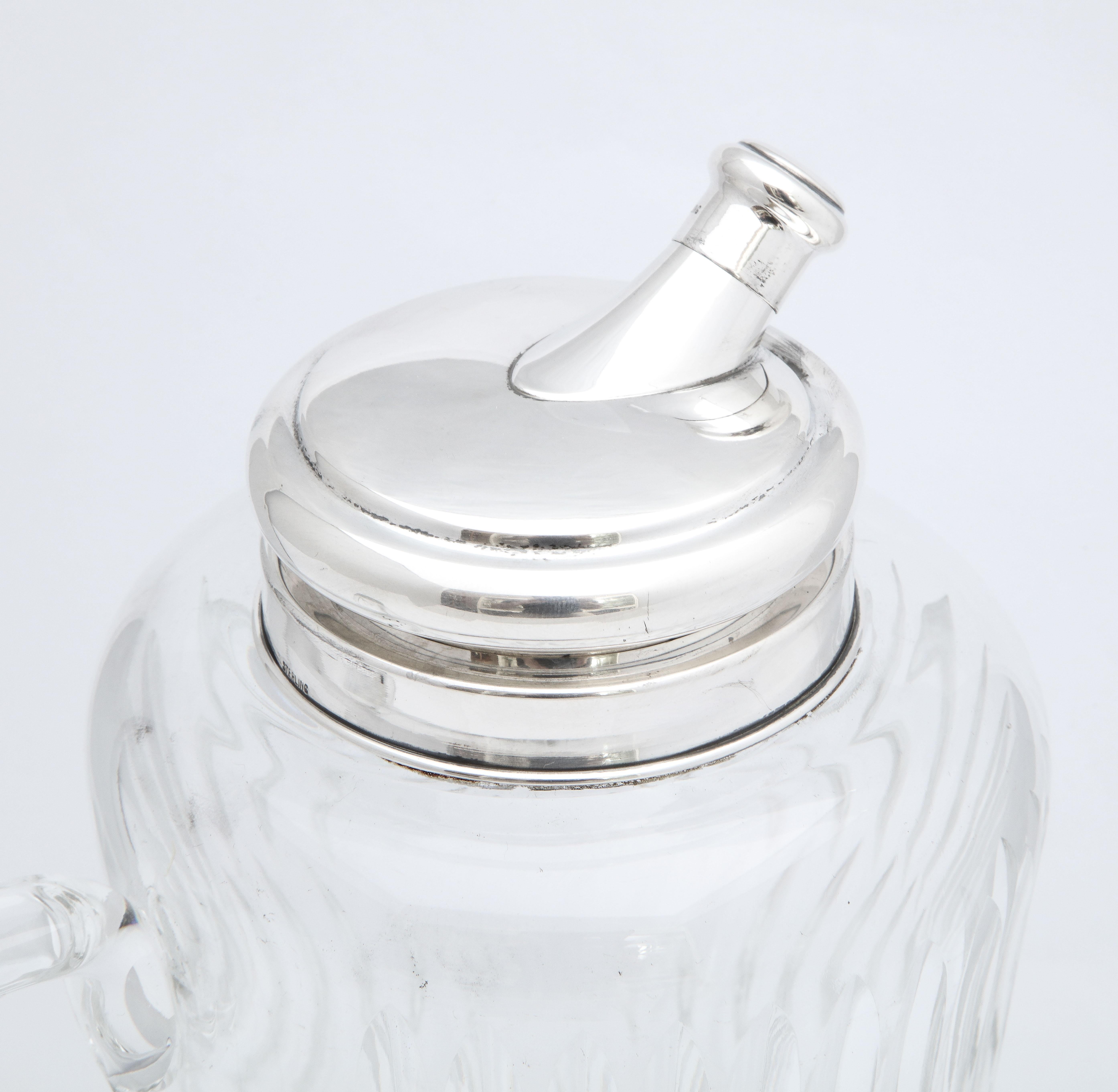 American Mid-Century Sterling Silver-Mounted Cocktail Shaker by T.C. Hawkes & Co.