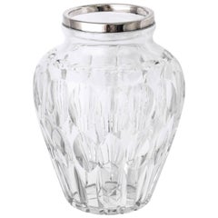 Mid-Century Sterling Silver-Mounted Cut Crystal Vase