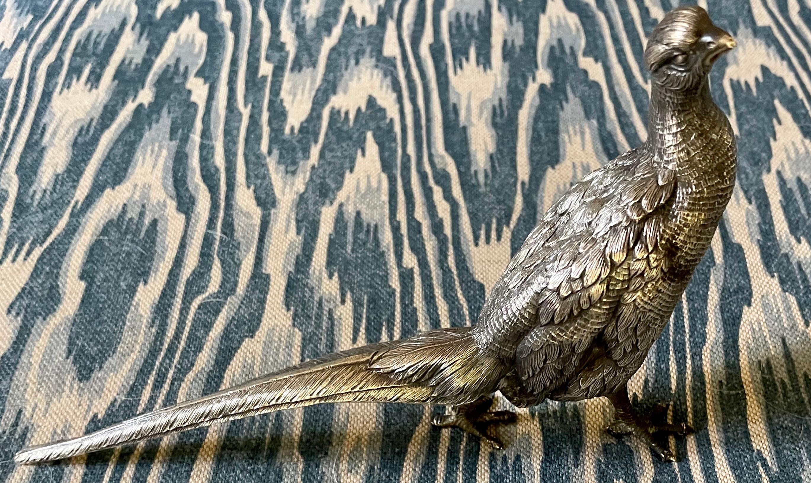 Mid-Century Modern Sterling Silver Pheasant Table Ornament