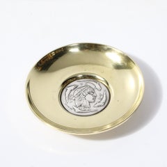 Mid-Century Sterling Silver & Polished Brass Tray of Apollo signed Lalaounis