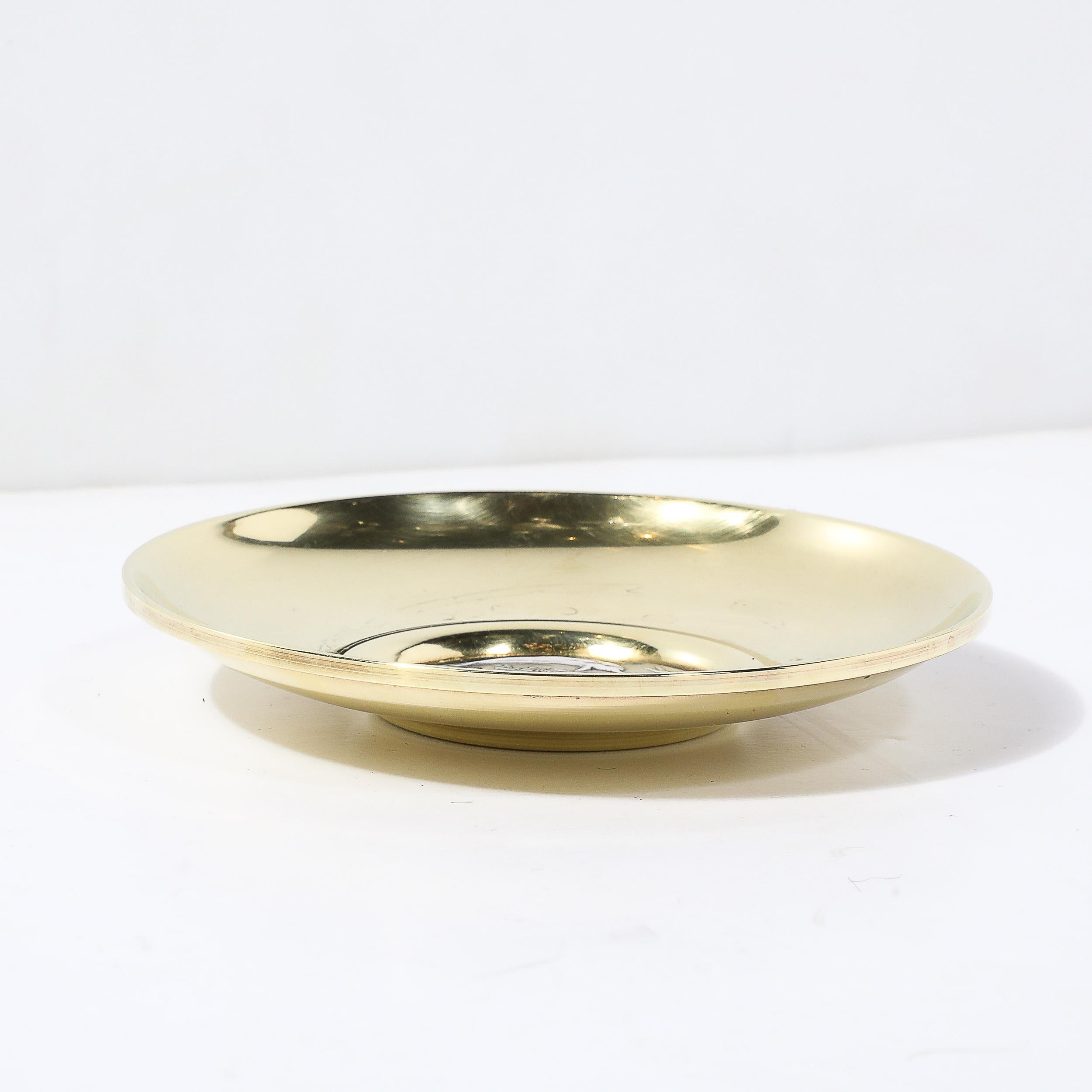 Mid-Century Sterling Silver & Polished Brass Tray of Apollo signed Lalaounis For Sale 3
