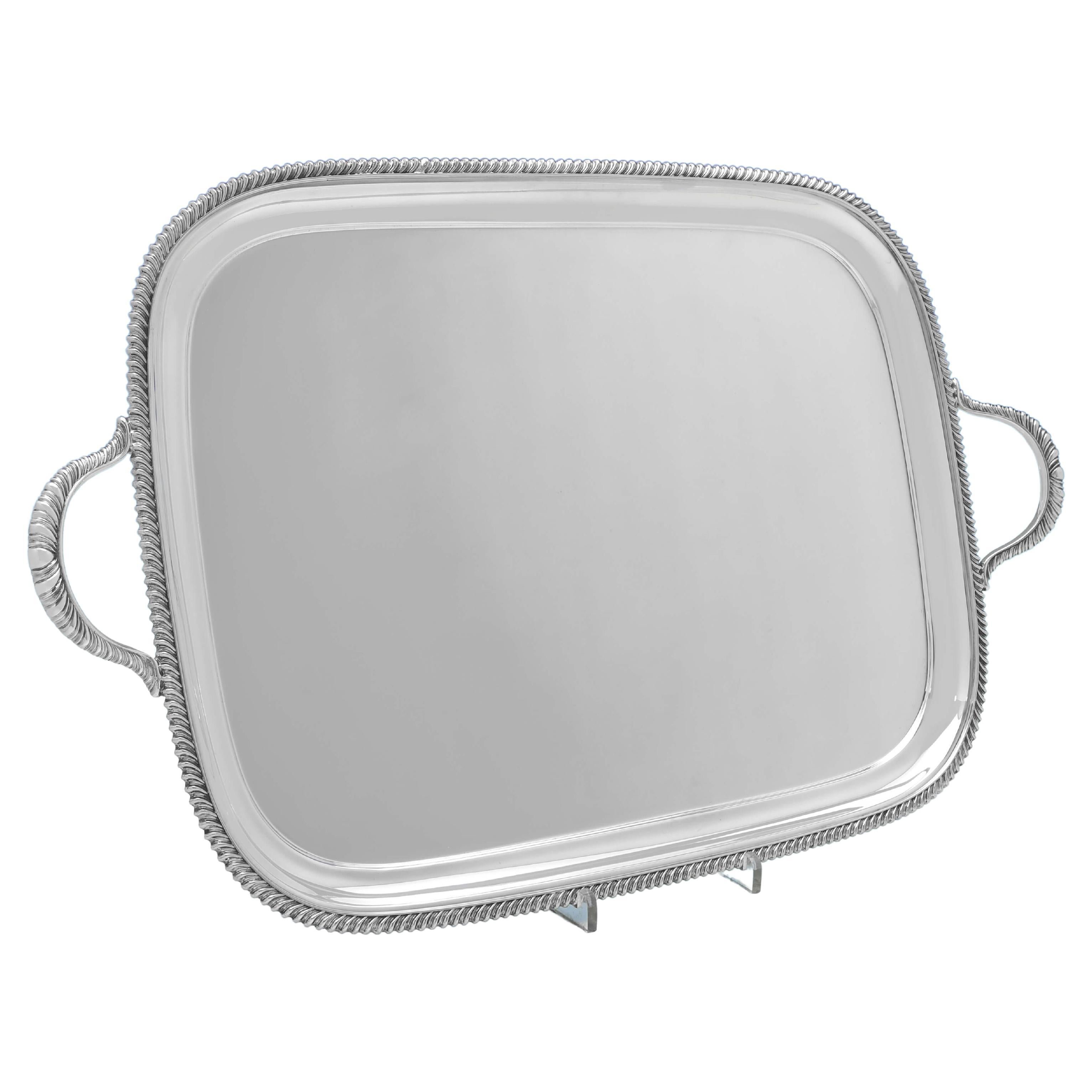 Midcentury Sterling Silver Tray Hallmarked 1952 by Atkin Brothers For Sale