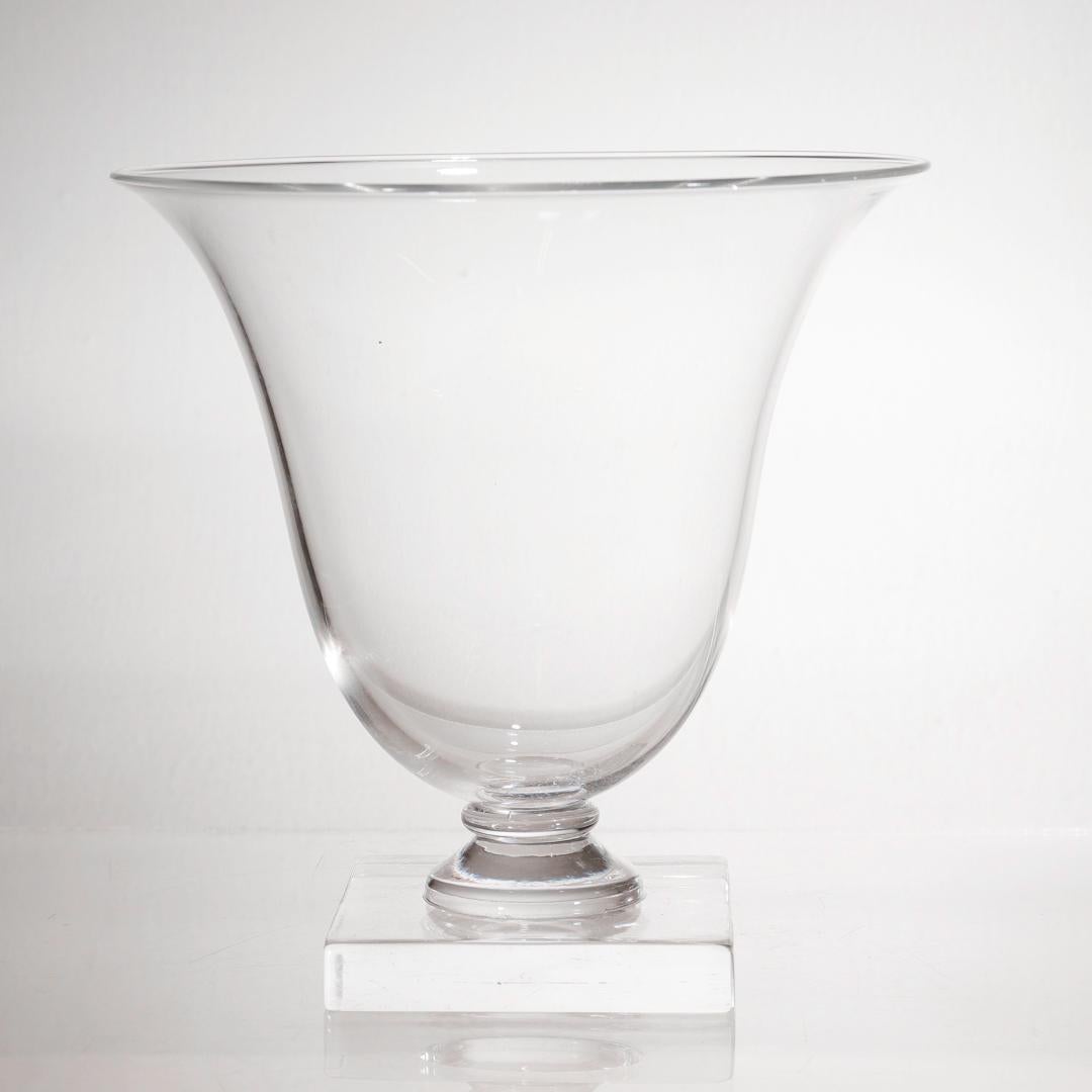 Mid-Century Modern Mid-Century Steuben Crystal or Glass Footed Vase For Sale