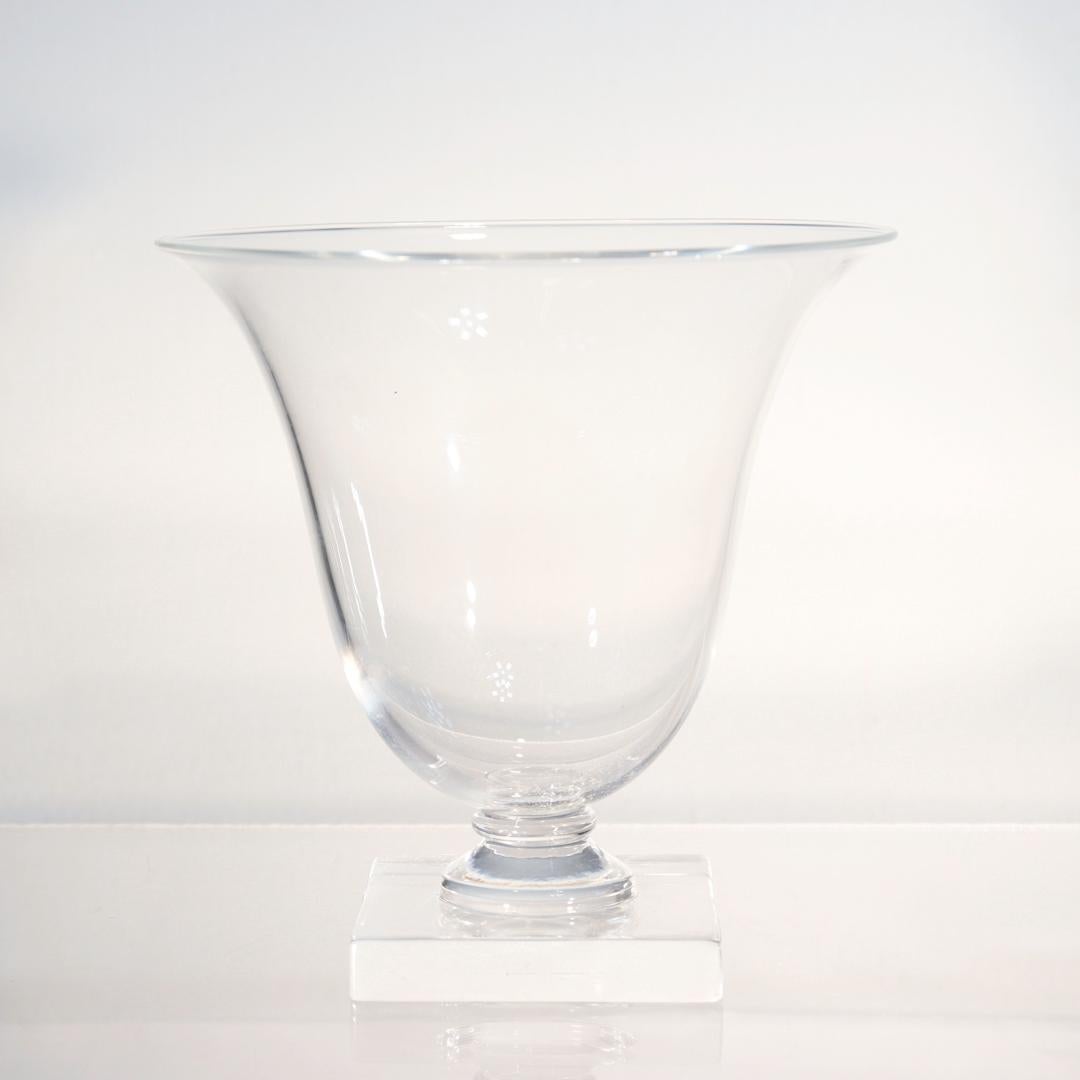 American Mid-Century Steuben Crystal or Glass Footed Vase For Sale