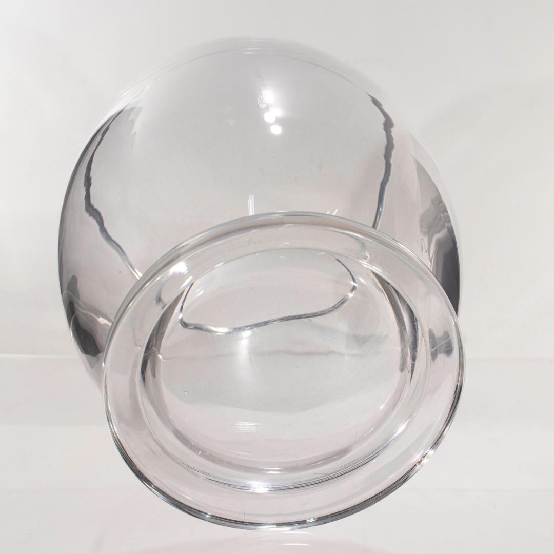 Mid-Century Steuben Crystal or Glass Vase or Ice Bucket with Lion Crest No. 7547 In Good Condition For Sale In Philadelphia, PA