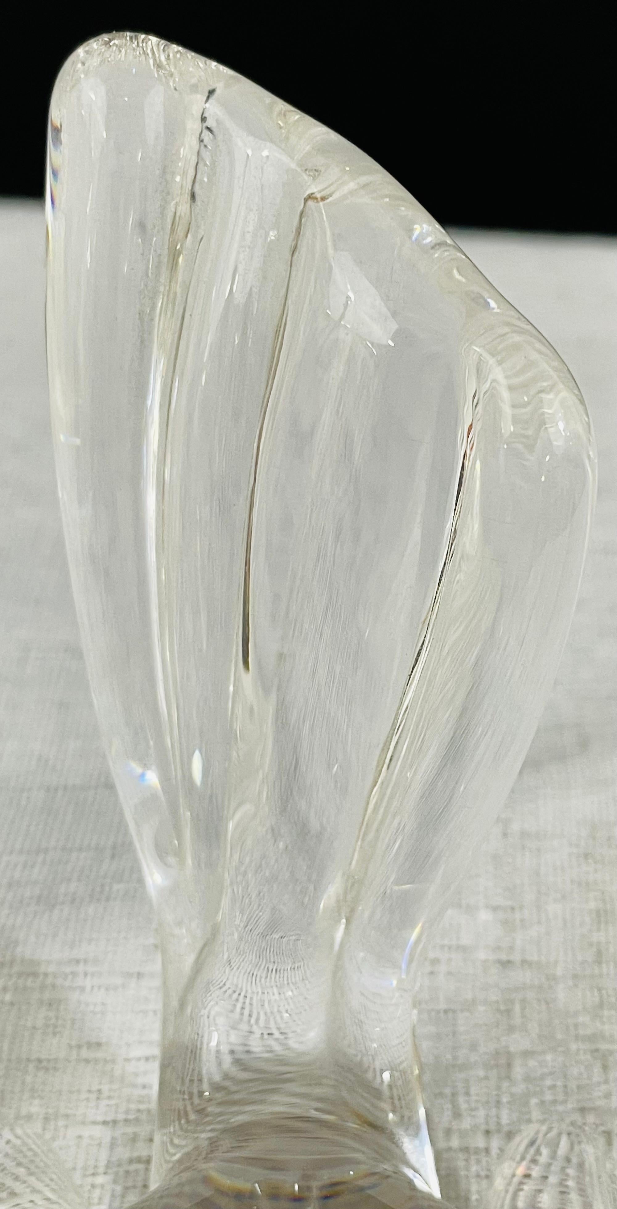 American Mid-Century Steuben Glass Songbird Figurine, Signed