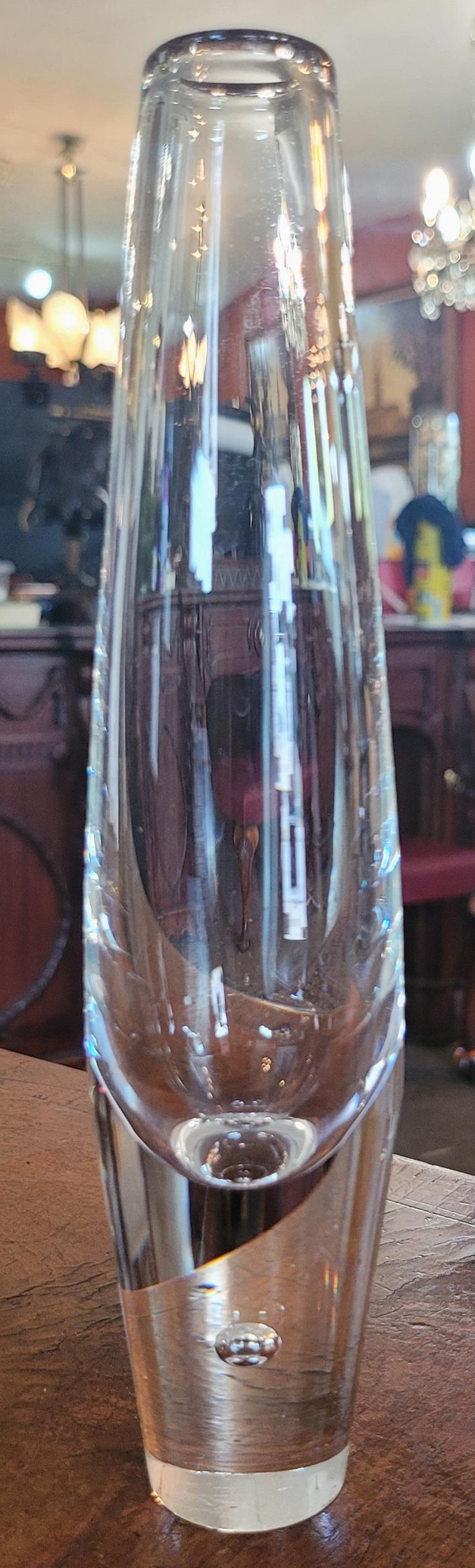 Crystal Mid Century Steuben Teardrop Bud Vase For Sale