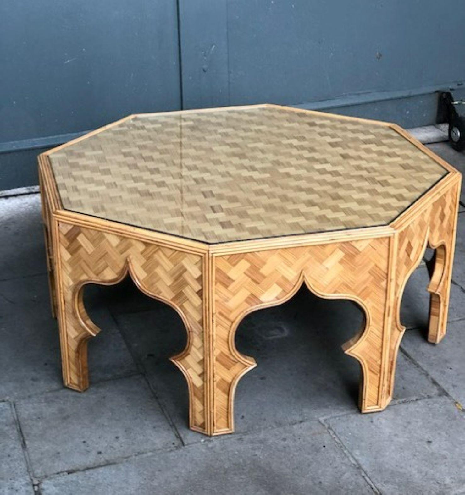 Mid Century Stick Rattan & Bamboo Coffee / Cocktail Table, Italian, 1970s In Good Condition In Richmond, Surrey