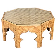 Mid Century Stick Rattan & Bamboo Coffee / Cocktail Table, Italian, 1970s