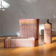 Mid Century Stick Weave Bathroom Set, Hand Woven in California, 1950s