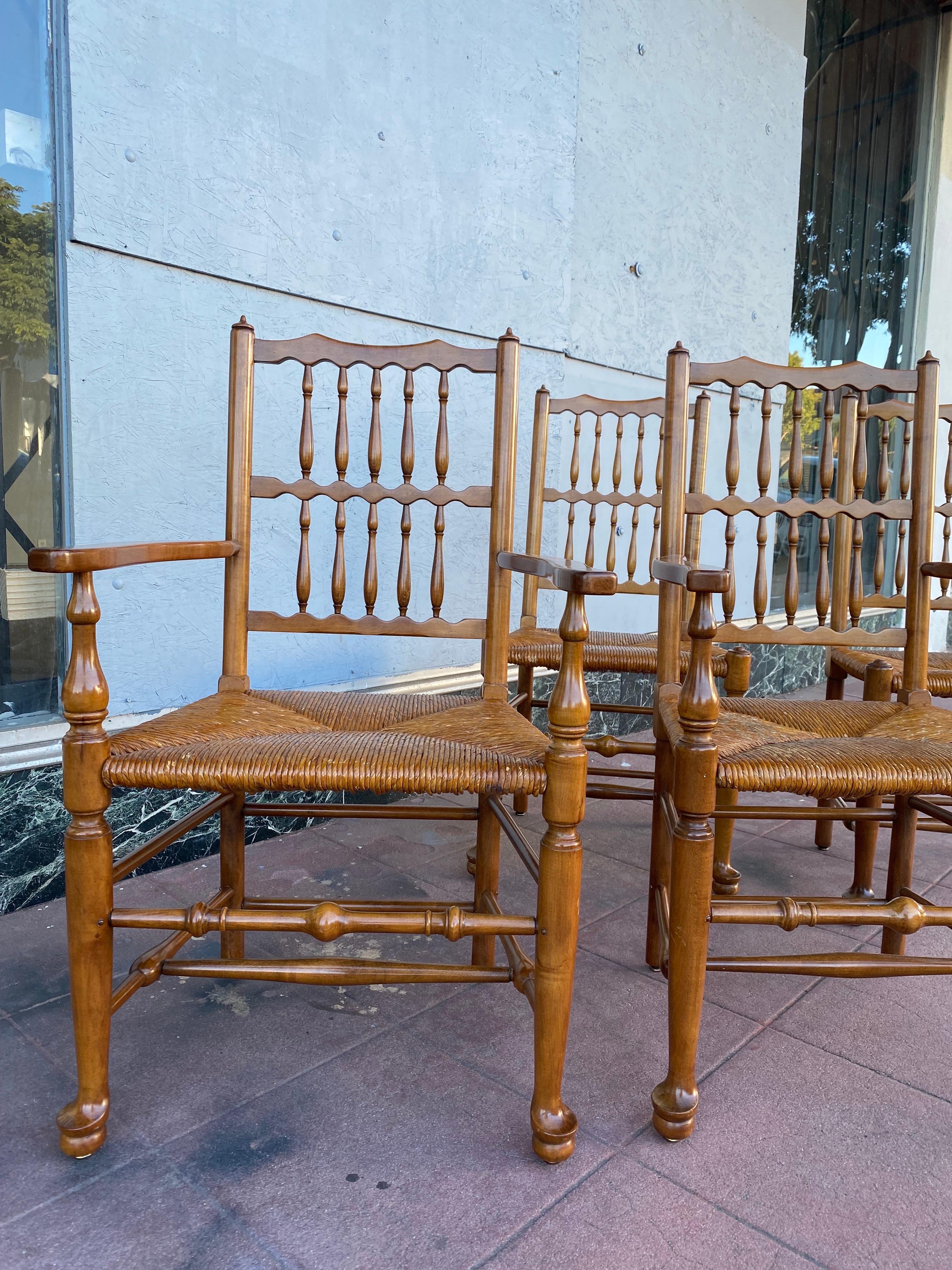 Mid Century Stickley Fayetteville Rush Sitz Leiter zurück Stühle (Arts and Crafts) im Angebot