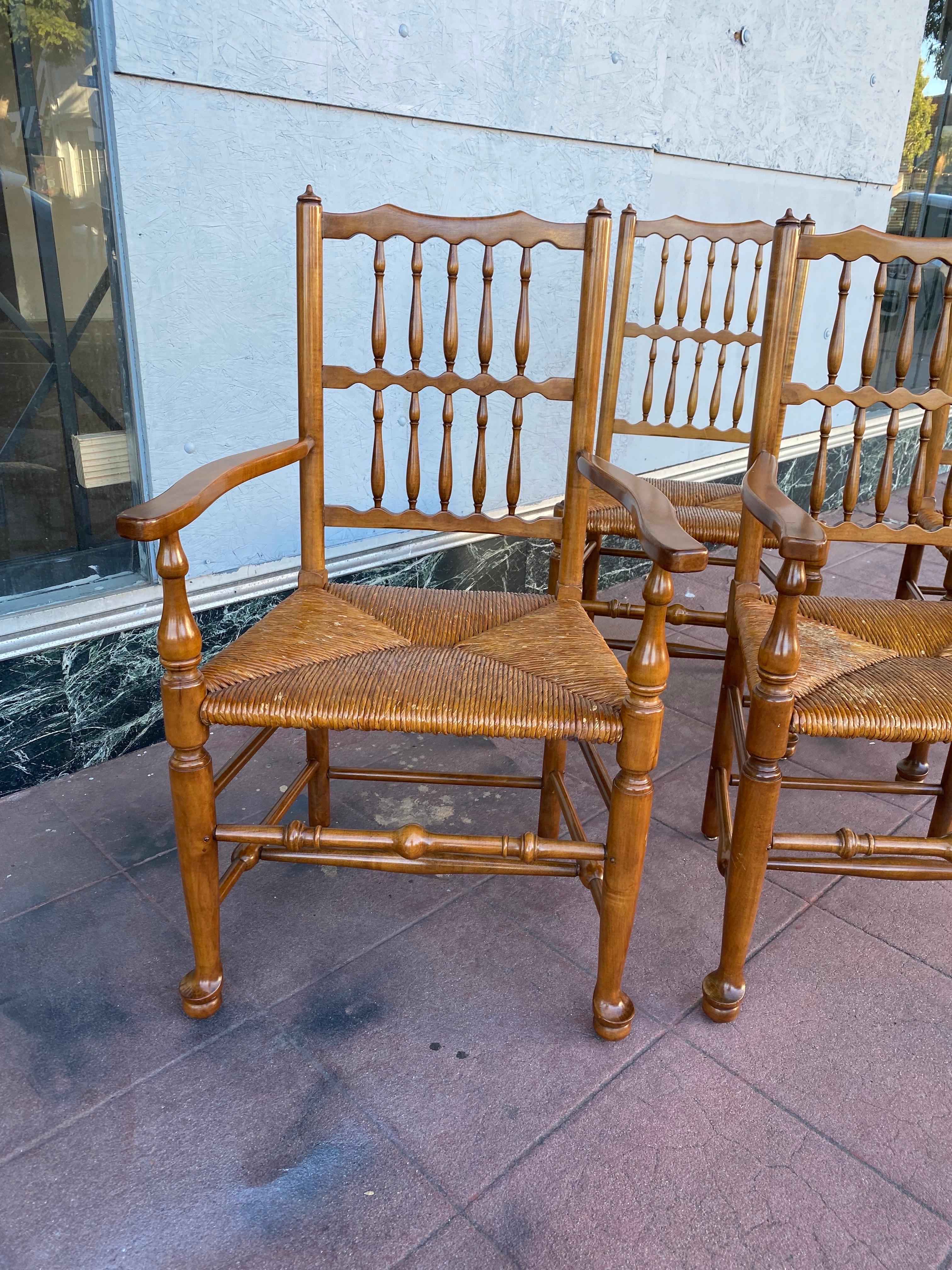 Mid Century Stickley Fayetteville Rush Sitz Leiter zurück Stühle (Handgefertigt) im Angebot