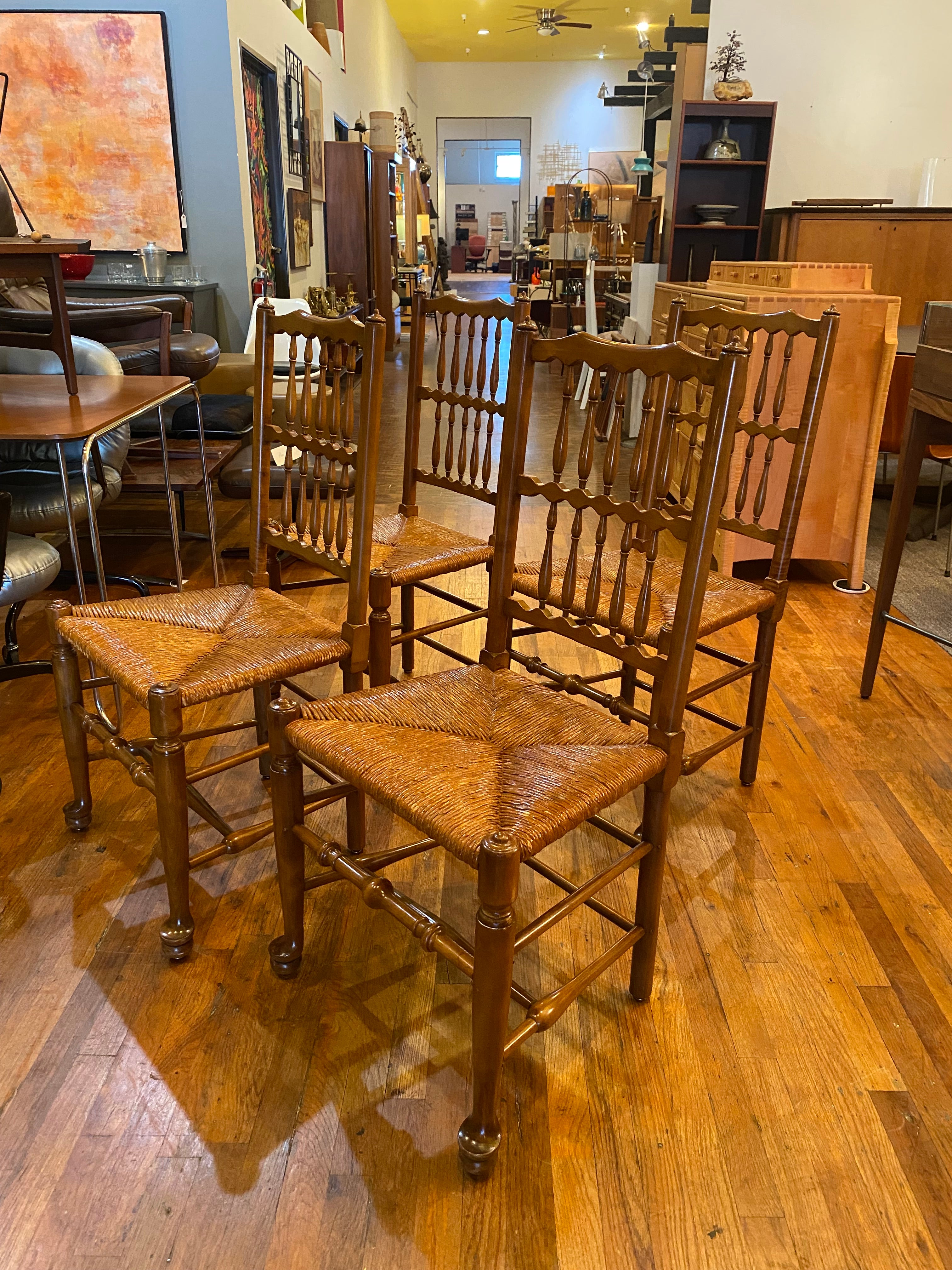 Mid Century Stickley Fayetteville Rush Sitz Leiter zurück Stühle im Angebot 5