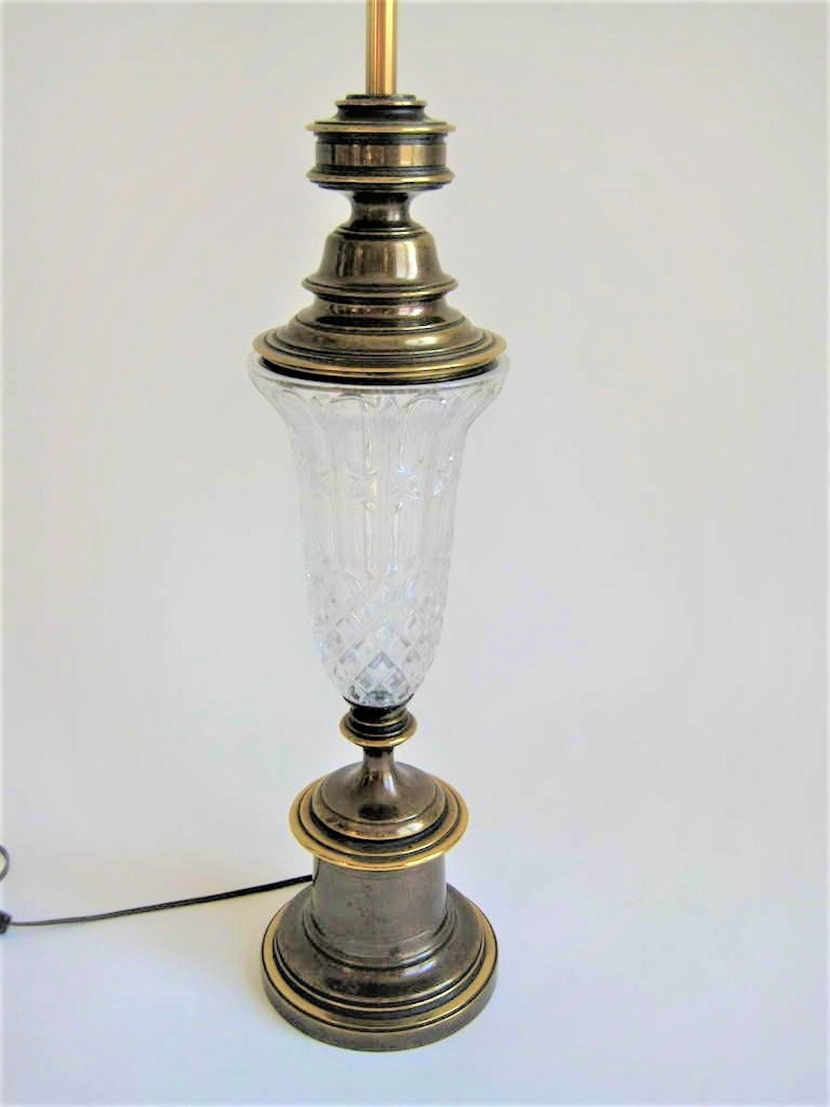 American Mid-Century Stiffel Brass and Glass Lamp