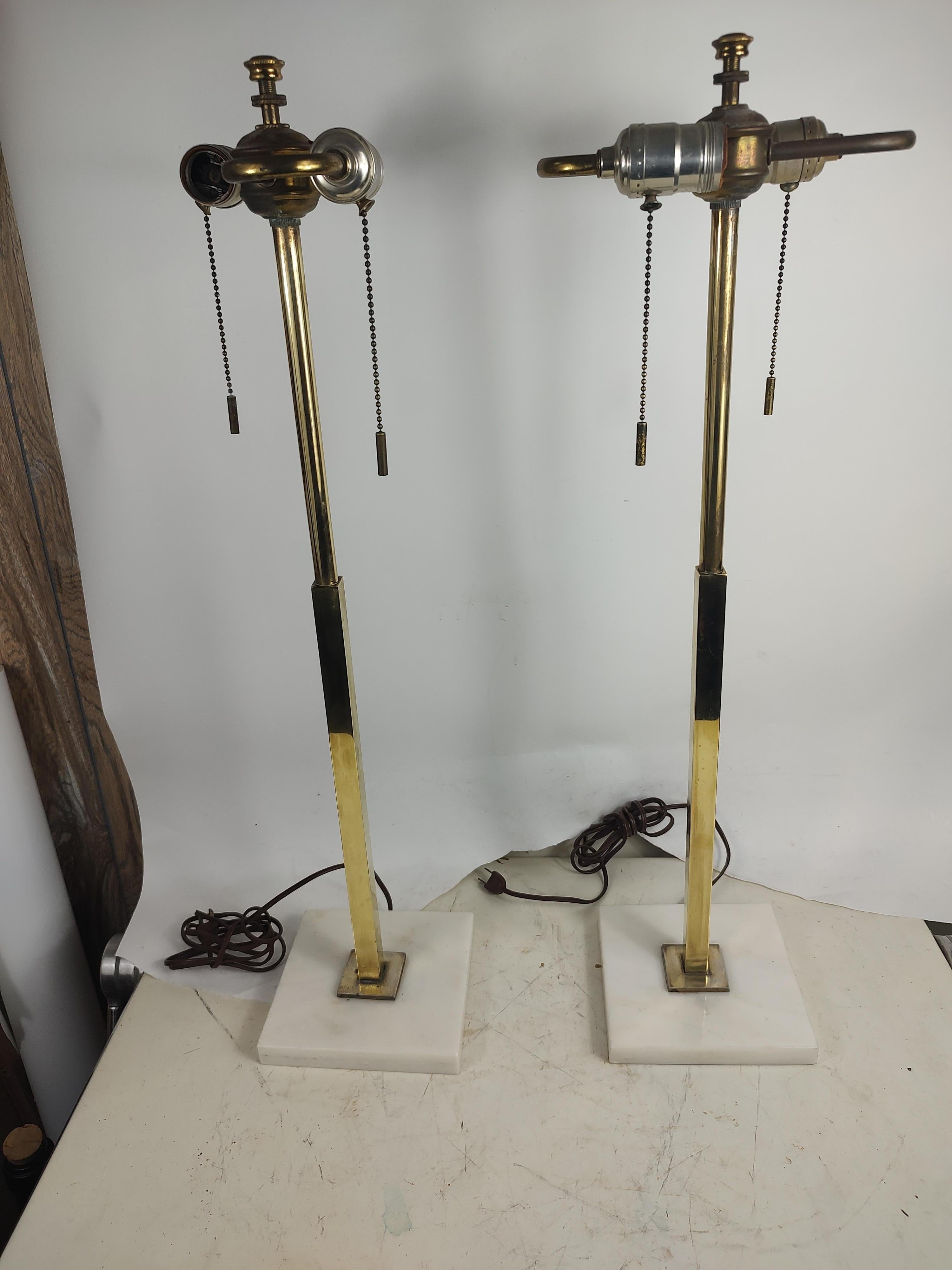 Midcentury Stiffel Brass & Marble Table Lamps Attributed to Tommi Parzinger 4