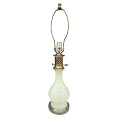 Lampe de table Stiffel du milieu du sicle en porcelaine maille cladon et laiton