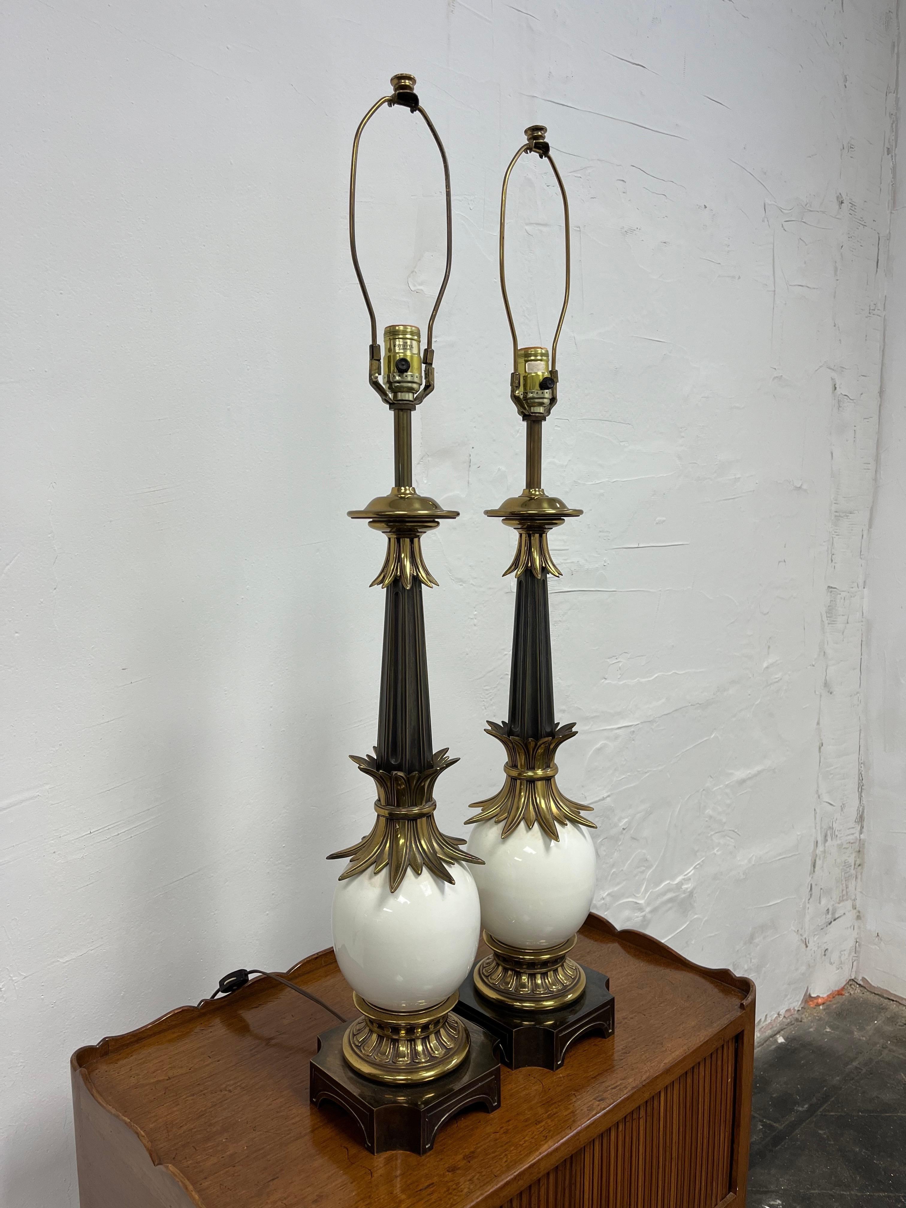 Hollywood Regency Mid Century Stiffel Ostrich Egg Lamps For Sale