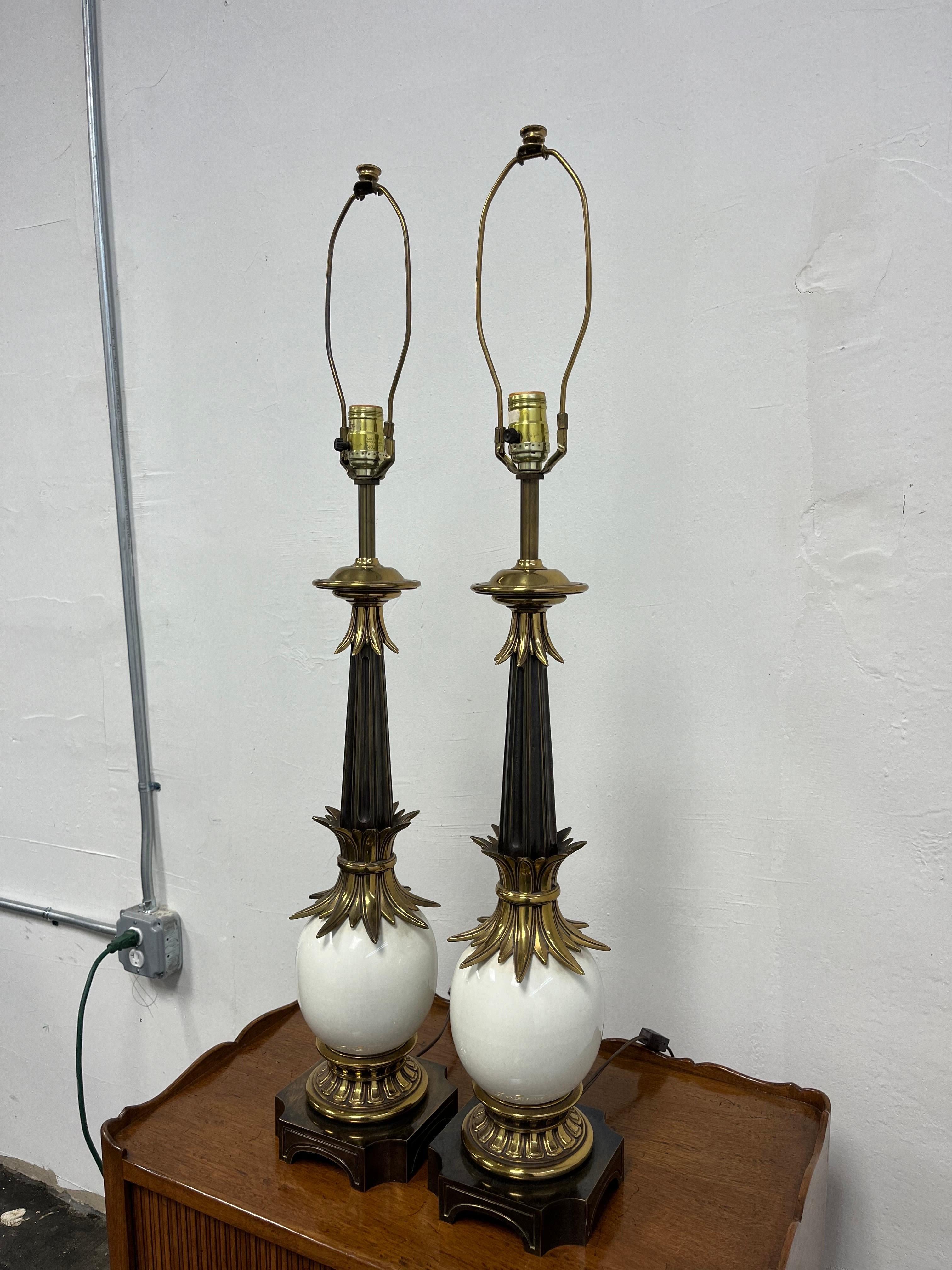 American Mid Century Stiffel Ostrich Egg Lamps For Sale