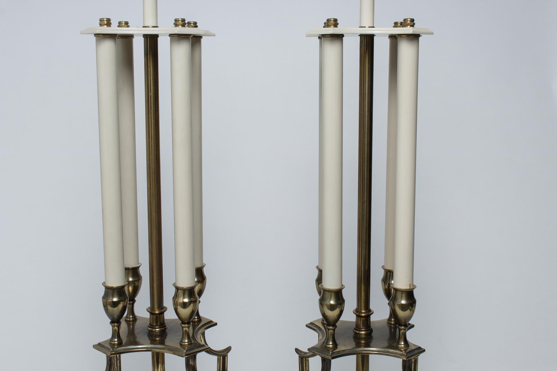 Mid-Century Modern Midcentury Stiffel Table Lamps in Gilt Brass and Metal