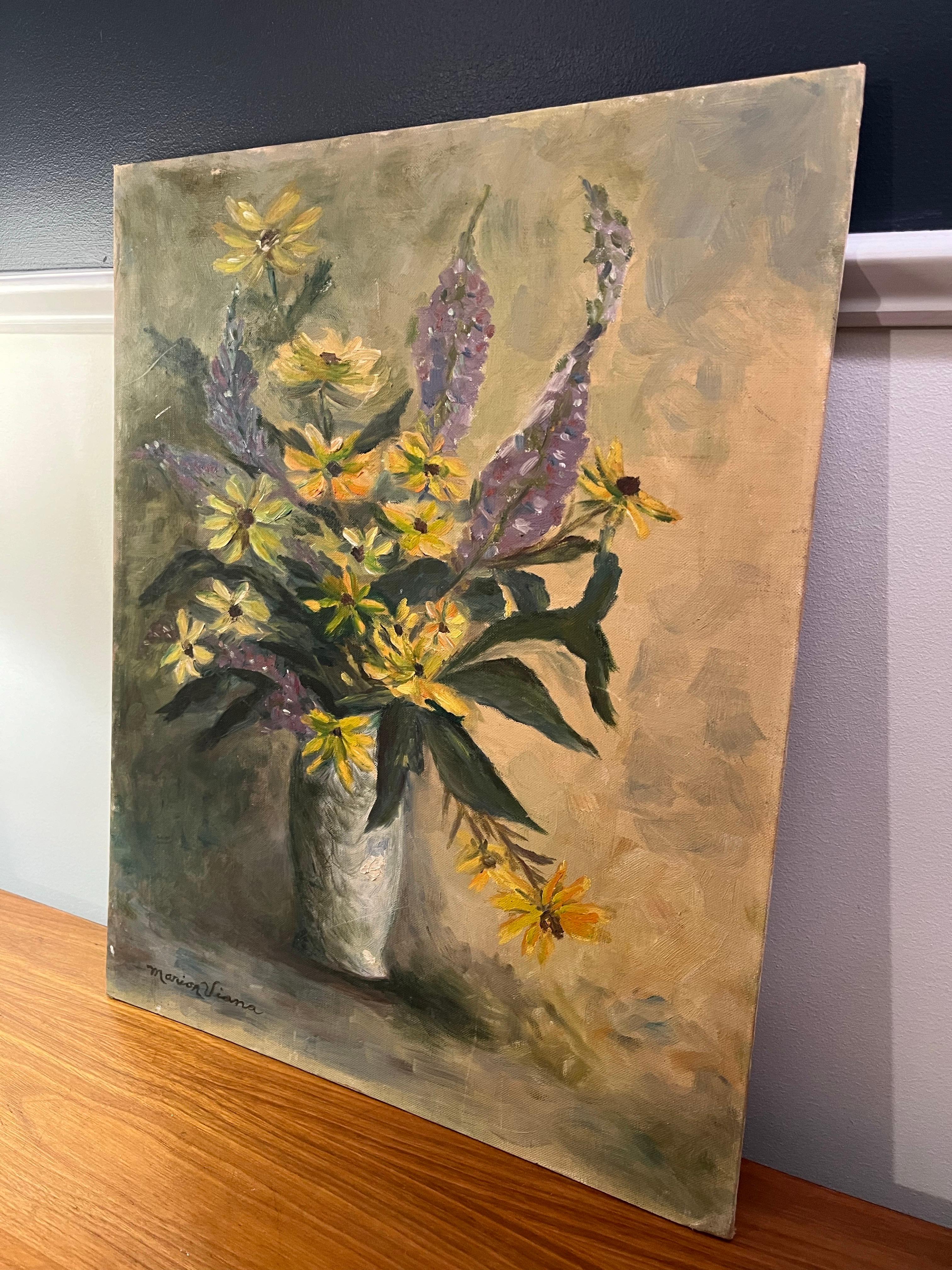 Mid-Century moderno Natura morta di metà secolo con bouquet floreale in vendita