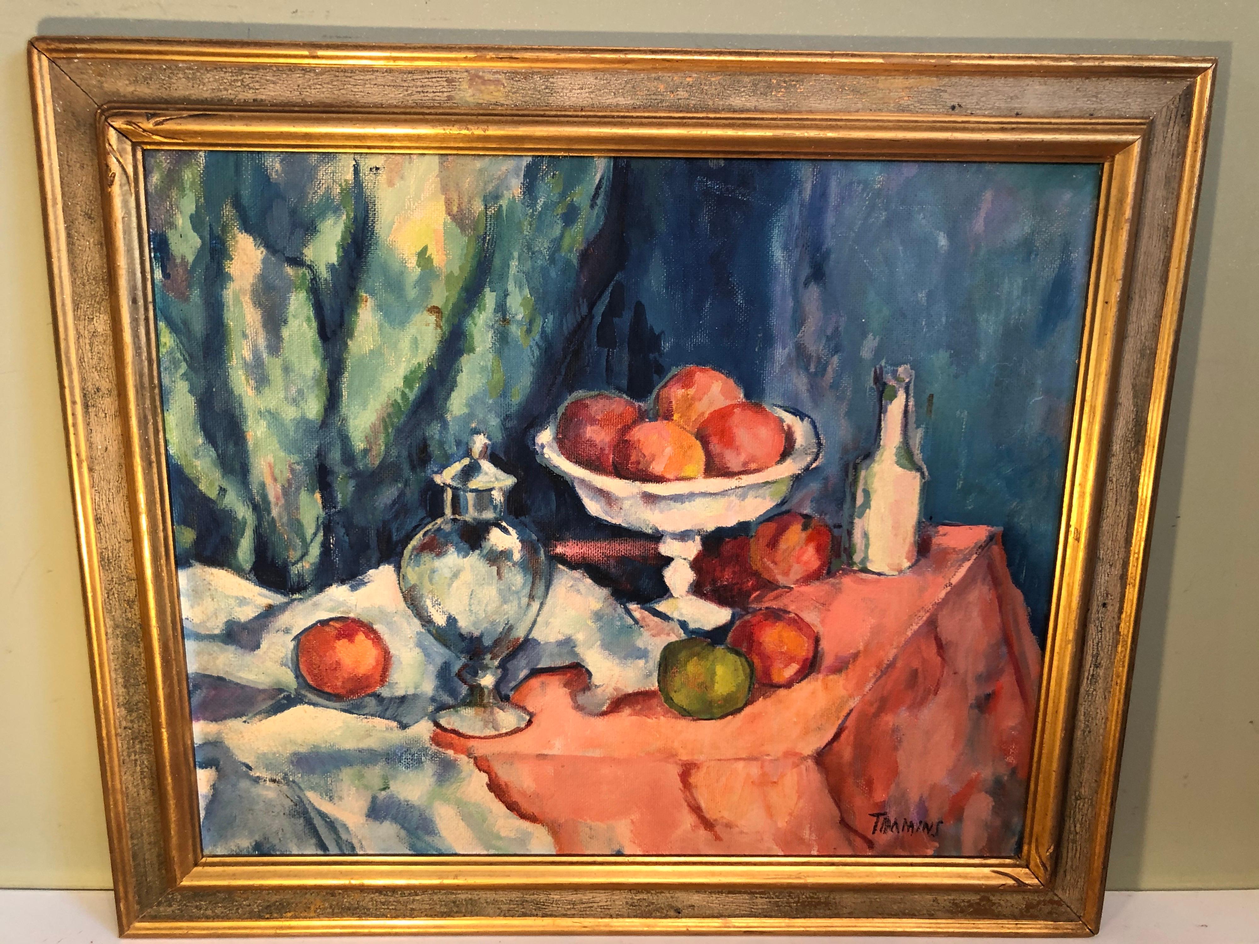 Mid-Century Modern Fruit Still Life on Board attributed to William Federick Timmons For Sale