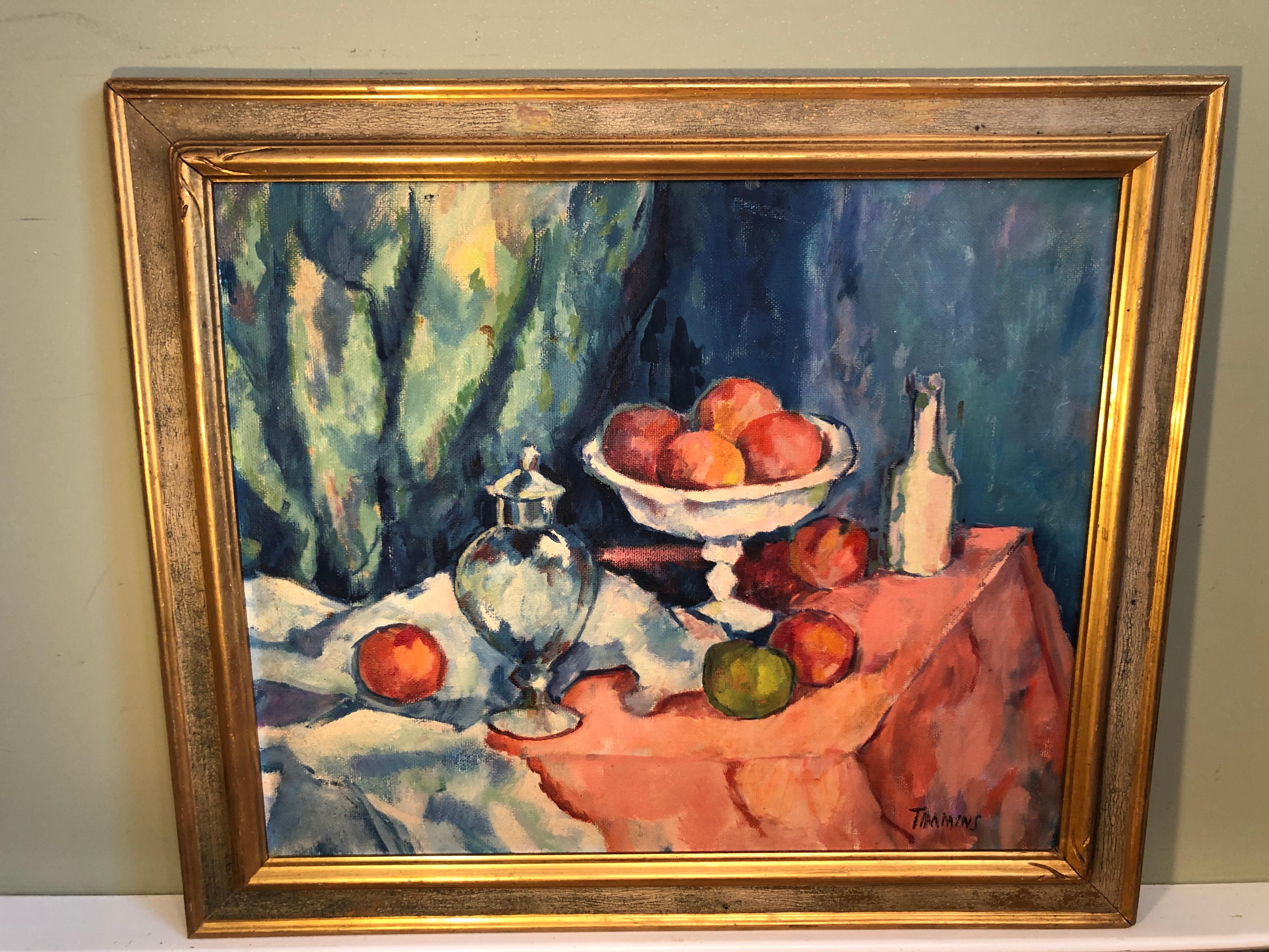 Fruit Still Life on Board attributed to William Federick Timmons In Good Condition For Sale In Redding, CT