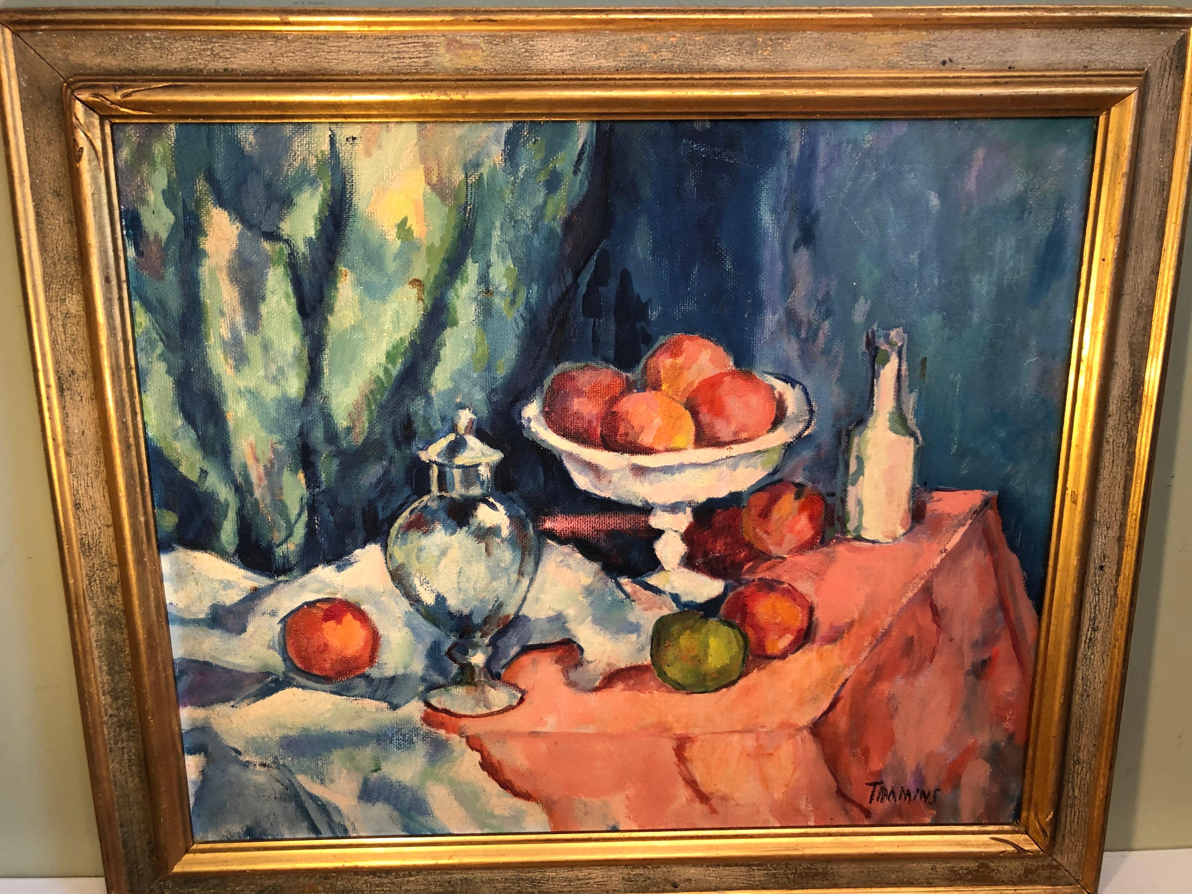 Paint Fruit Still Life on Board attributed to William Federick Timmons For Sale