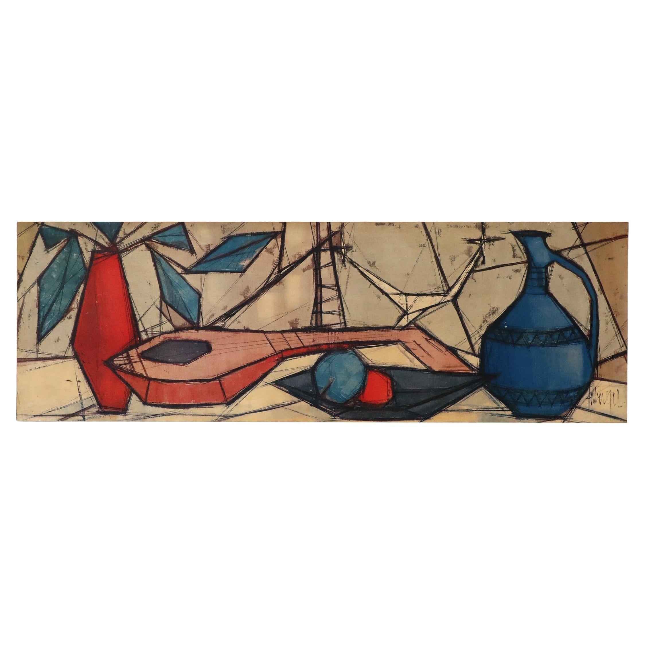 Mid-Century Still Life Serigraph by Croatian Painter Tugomir Huberger