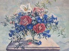 Mid century still life tempera painting by Stuart Armfield R.A, English C1950