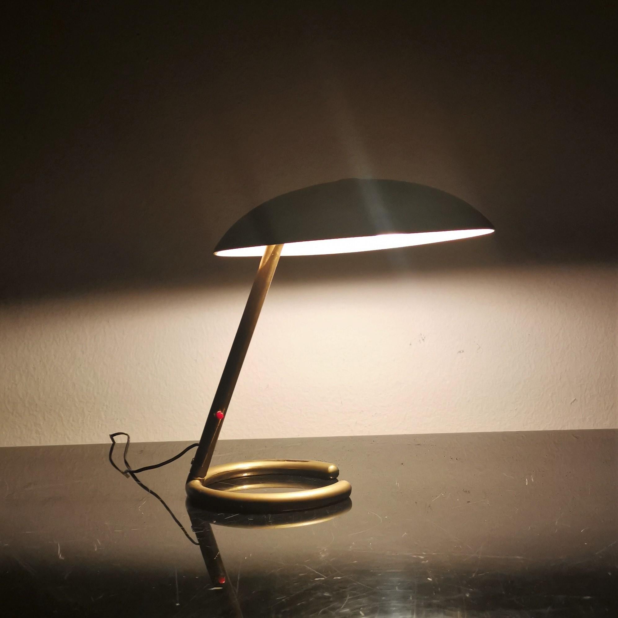 Mid-Century Stilnovo Adjustable Brass Table Lamp, 50s, Italy 4